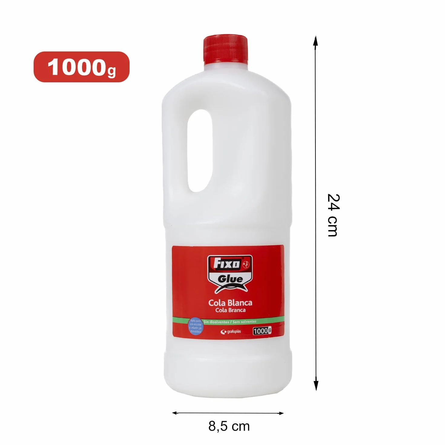 Fixo | Glue Cola Blanca Líquida Uso Escolar y Manualidades | 1Kg | Adhesión Confiable en Diversos Materiales