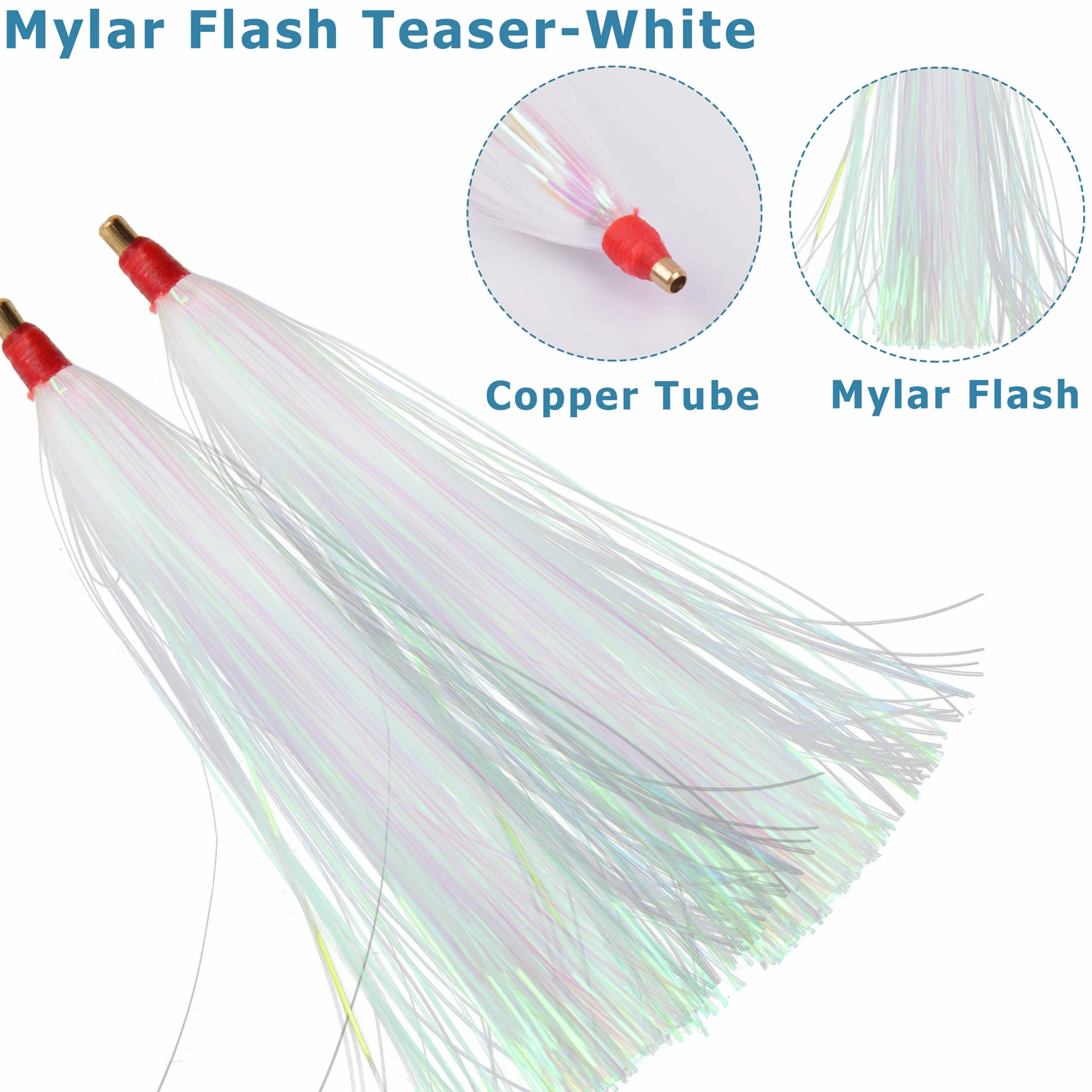Pesca Mylar Flash Teaser Tail 9 unids Bucktail Cebo Agua Salada 3 colores