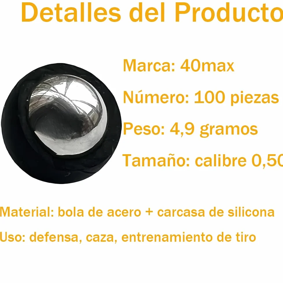 Bolas de Acero de Silicona .50 Calibre 4,9 Gramos para Umarex T4E TR50 HDR50 HDP50 RAM