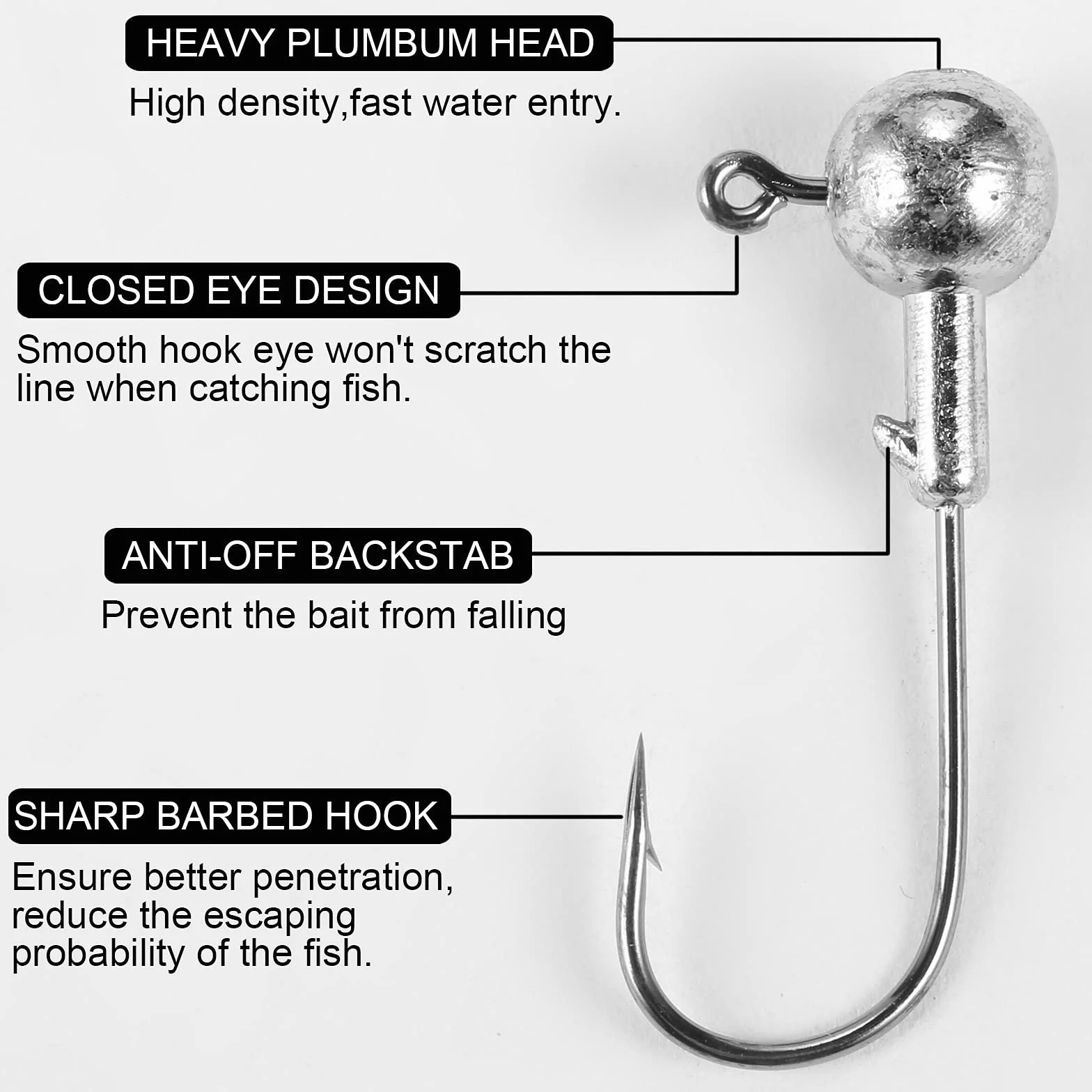 Anzuelos de Pesca Mar Cabeza Plomada 49pcs Jig Heads con Caja de Aparejos Plástico