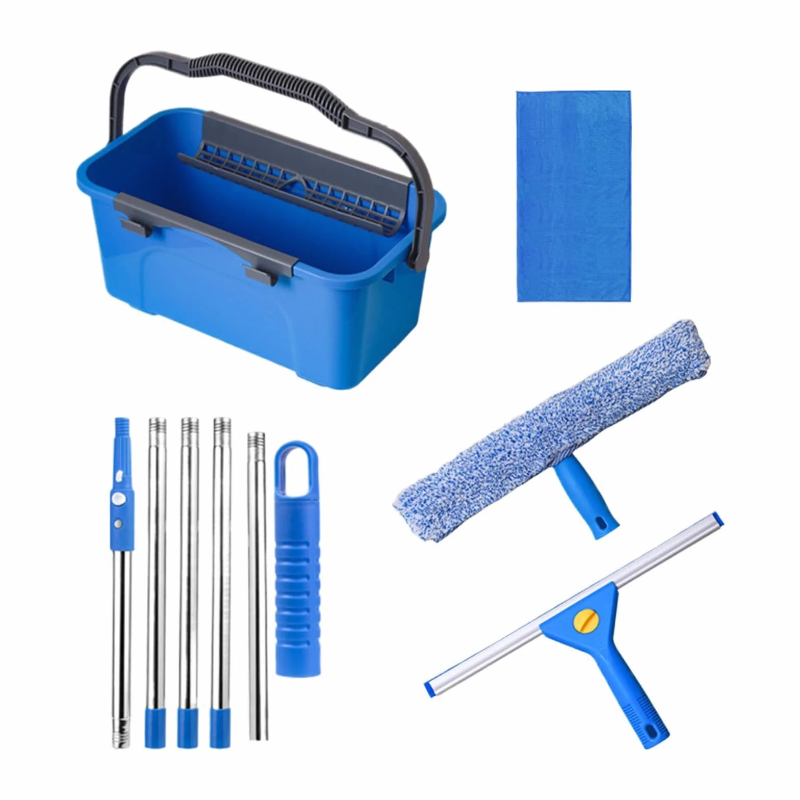 Kit Limpieza Ventanas Longitud Ajustable Con Paño De Microfibra | Kit Ventanas Para El Hogar Para Puertas De Patio, Parabrisas De Automóviles, Azulejos Y Vidrios, Profesionales Y Hogares