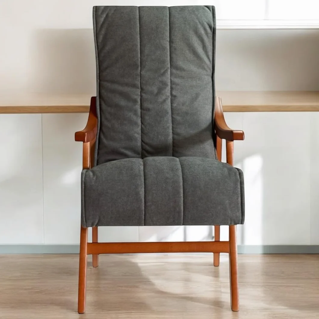 Sillón Alto con Manta y reposabrazos tapizado Marengo