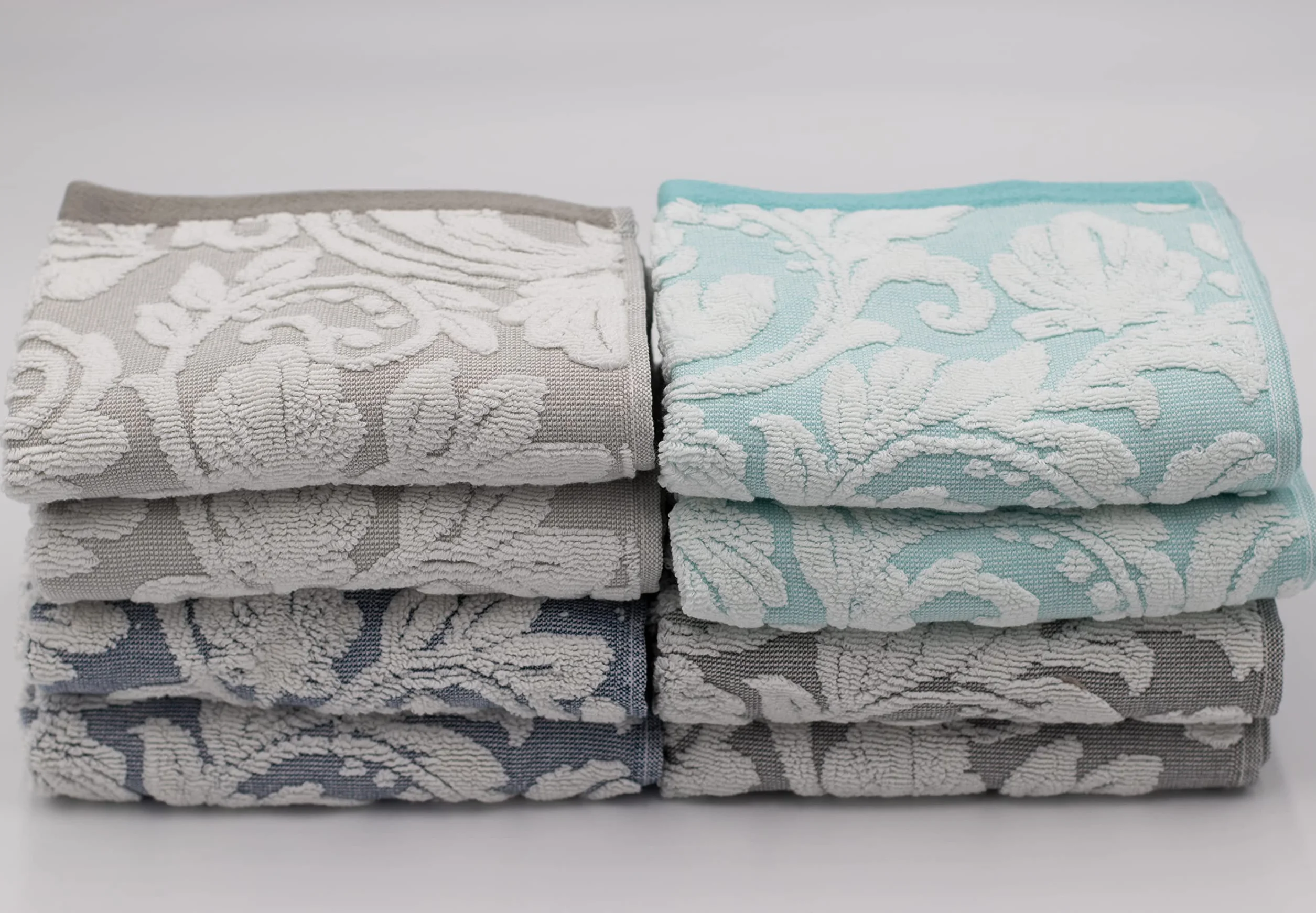 Lex's Linens Paquete de 2 toallas de invitados jacquard floral (gris)