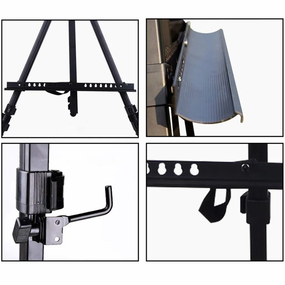 Caballete telescópico plegable para estudio de campo, para pintura, trípode con bolsa de transporte, color negro (caballete + tablero de dibujo 4K)