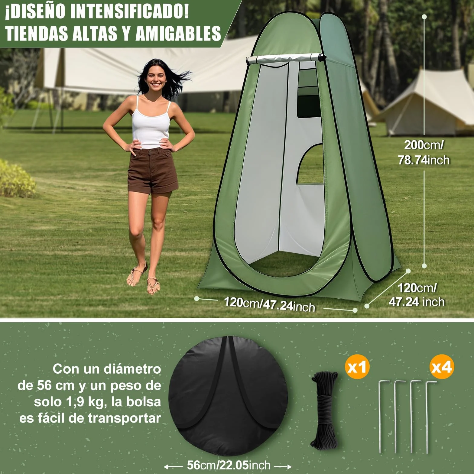 Charmofun Tienda Ducha Camping Pop Up Cambiarse Pescar Bañarse Refugio Solar