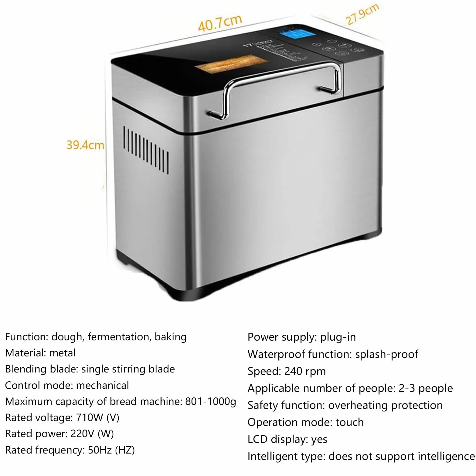 Máquina De Pan Automática 17 En 1 Con Dispensador De Nueces, Funciones De Masa, Mermelada Y Yogur Para Hornear Pan Casero