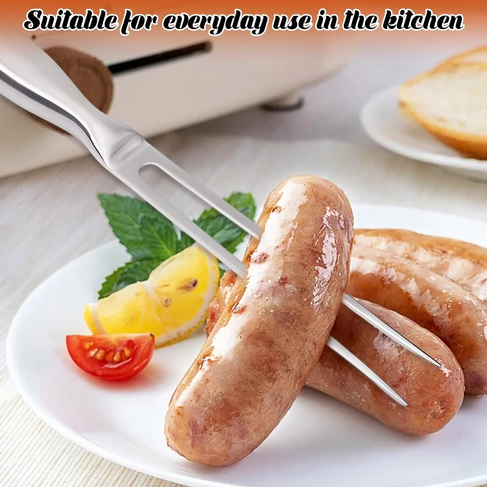 2 Piezas Tenedor de Carne de Acero Inoxidable 27 CM,Tenedor de Barbacoa con Mango,Tenedors para Trinchar,Palos para Asar Malvavisco,Horquillas Barbacoa para Camping y Cocina,Asado,Pavo