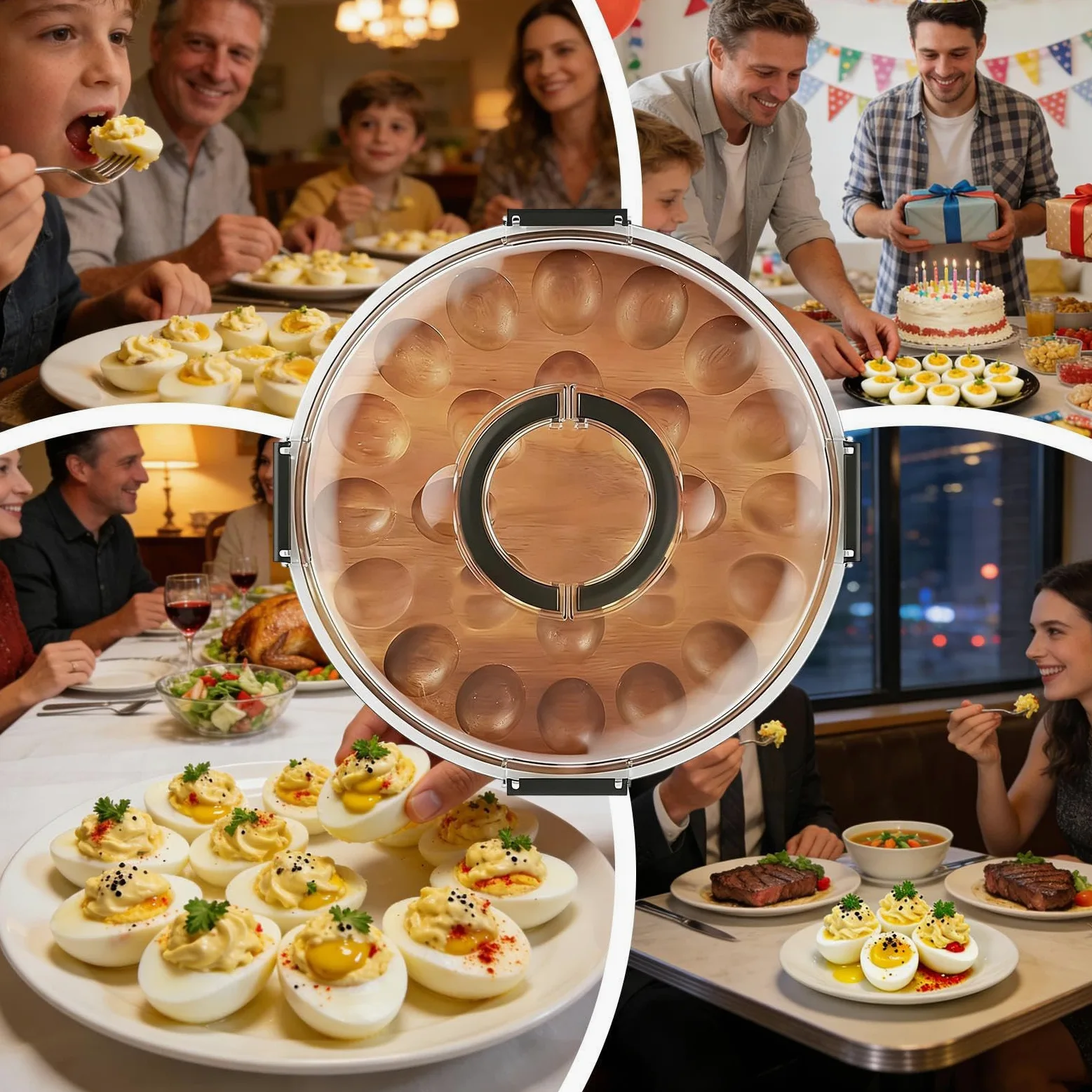 Bandeja Para Huevos Rellenos Bandeja Con 24 Ranuras Y Tapa | Soporte Para Huevos Rellenos Para Cena De Pascua Y Acción De Gracias Celebraciones Buffet Y Aperitivos En Casa