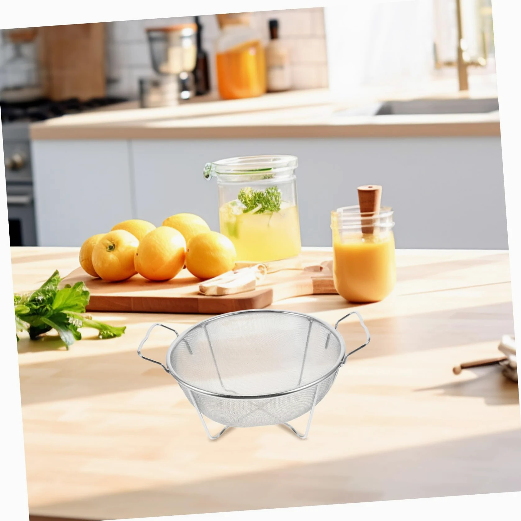 Colador de Arroz de Metal de Acero Inoxidable con Doble Asa Reforzada, Cedazo Microperforado y Fácil de Limpiar para Cocina y Fregadero