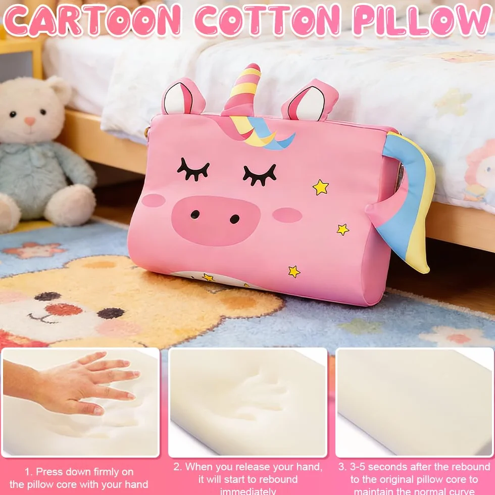 Almohada Infantil 45x27 cm Bebe con Motif Licorne Mignon Ergonómica Suave Transpirable