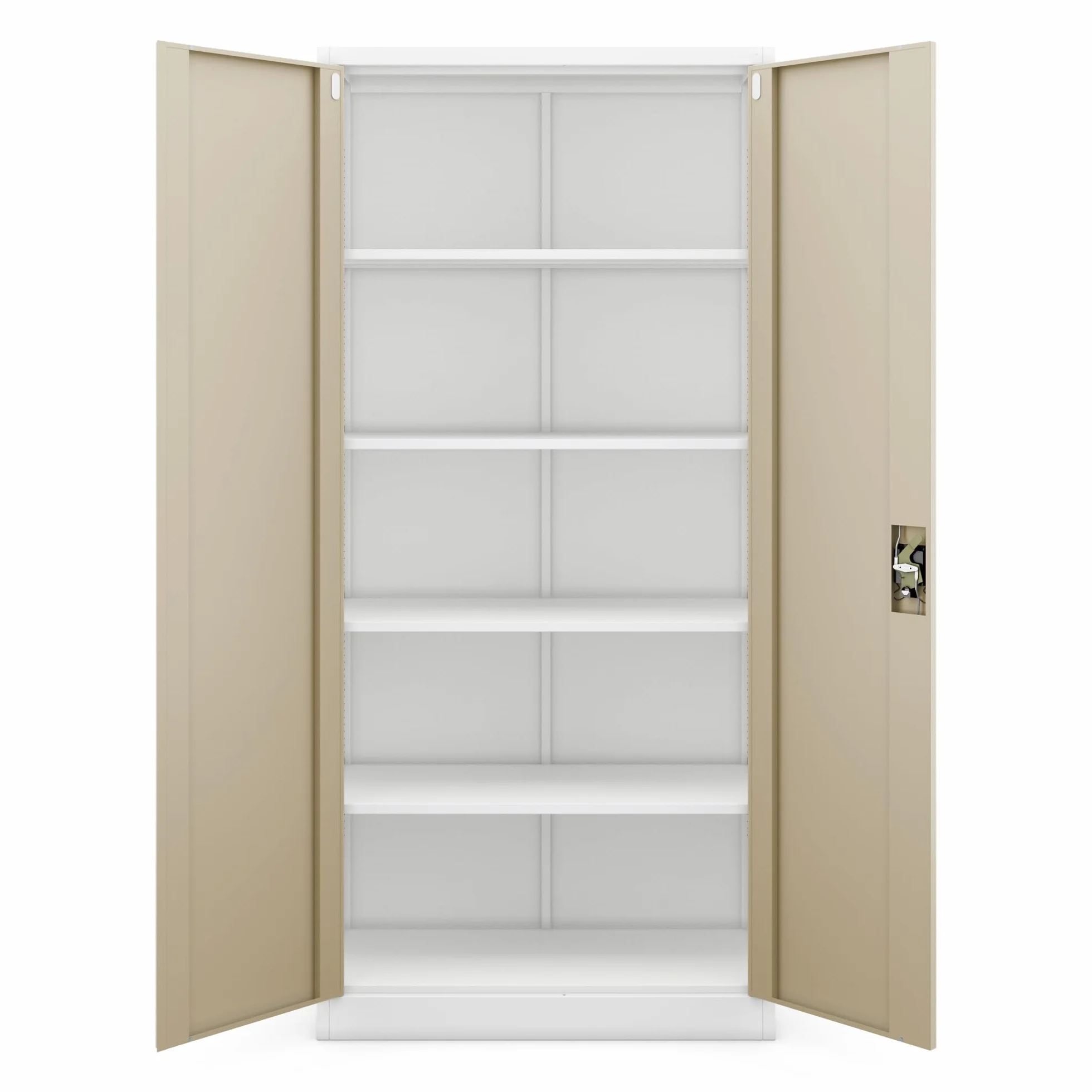 Jan Nowak Armario metálico Oficina para Documentos con Llave, Armario archivador metálico con estantes Ajustables, Gran Capacidad 195 x 90 x 40 cm Blanco Roble Dorado
