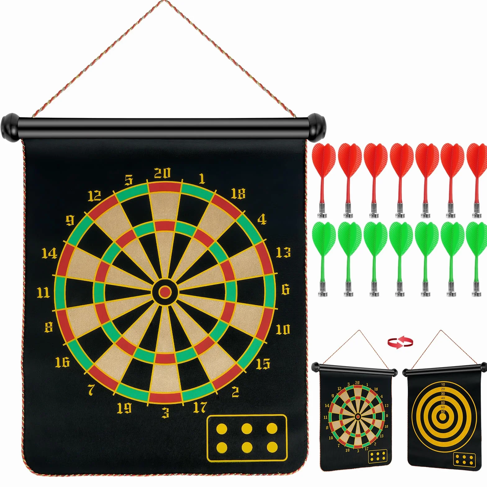Flintronic Juego de Tablero de Dardos Magnético para Niños 12" 15" 17" con 14 Dardos