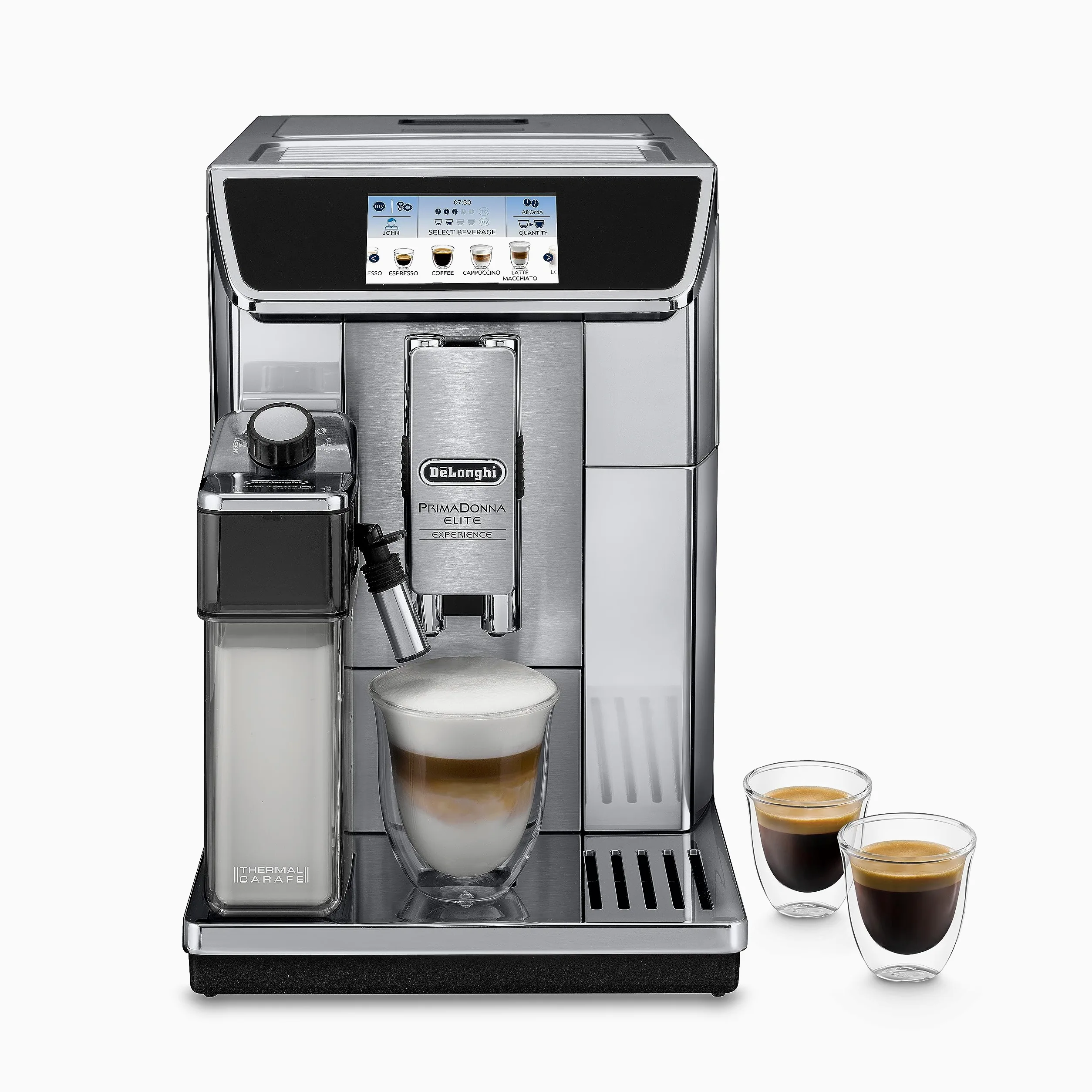 DeLonghi PrimaDonna Elite Experience Independiente Totalmente automática Máquina espresso Negro, Metálico - Cafetera (Granos de café, De café molido, Molinillo integrado)
