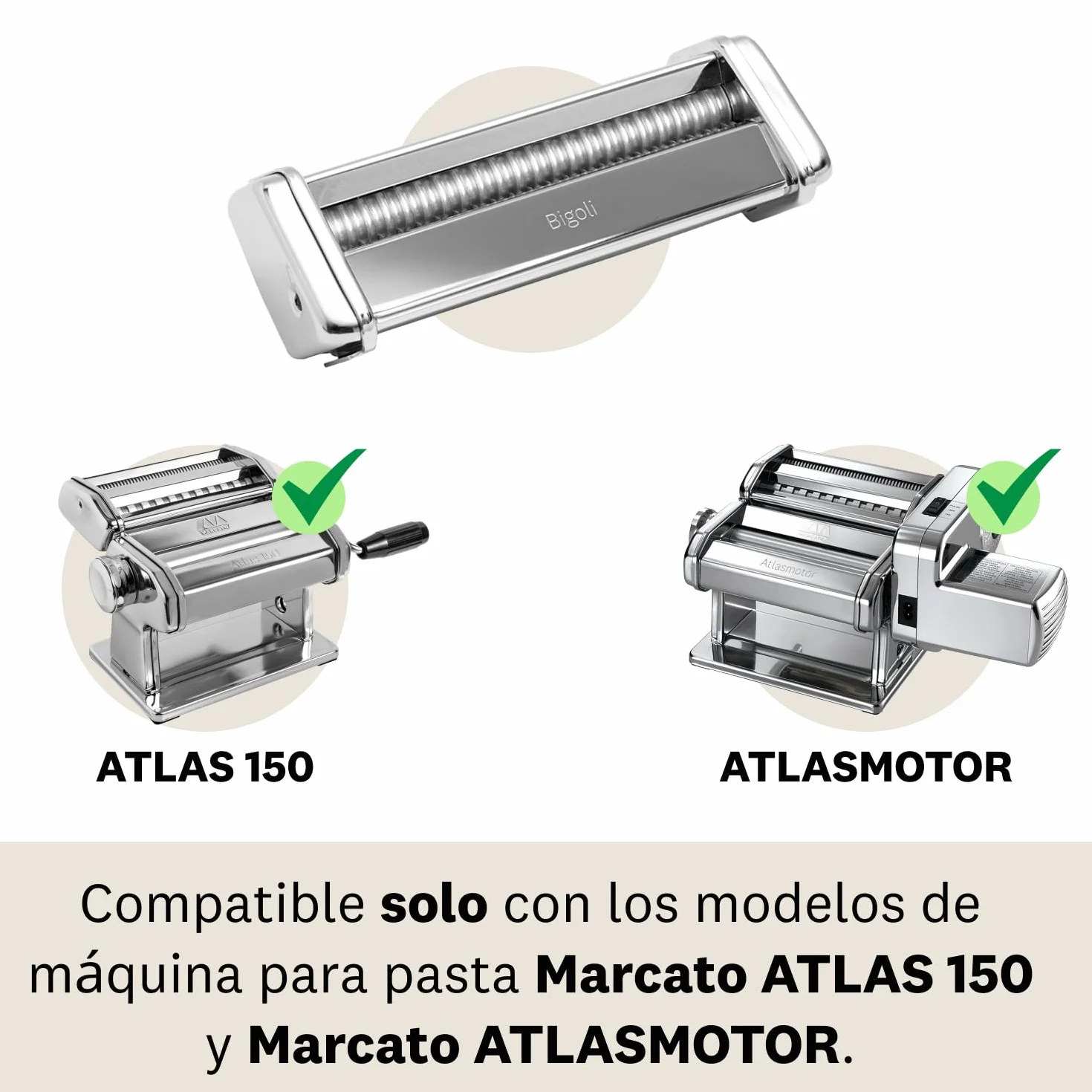 Marcato Spaghetti, Accesorio para Máquina de Pasta Atlas 150, Acero Cromado