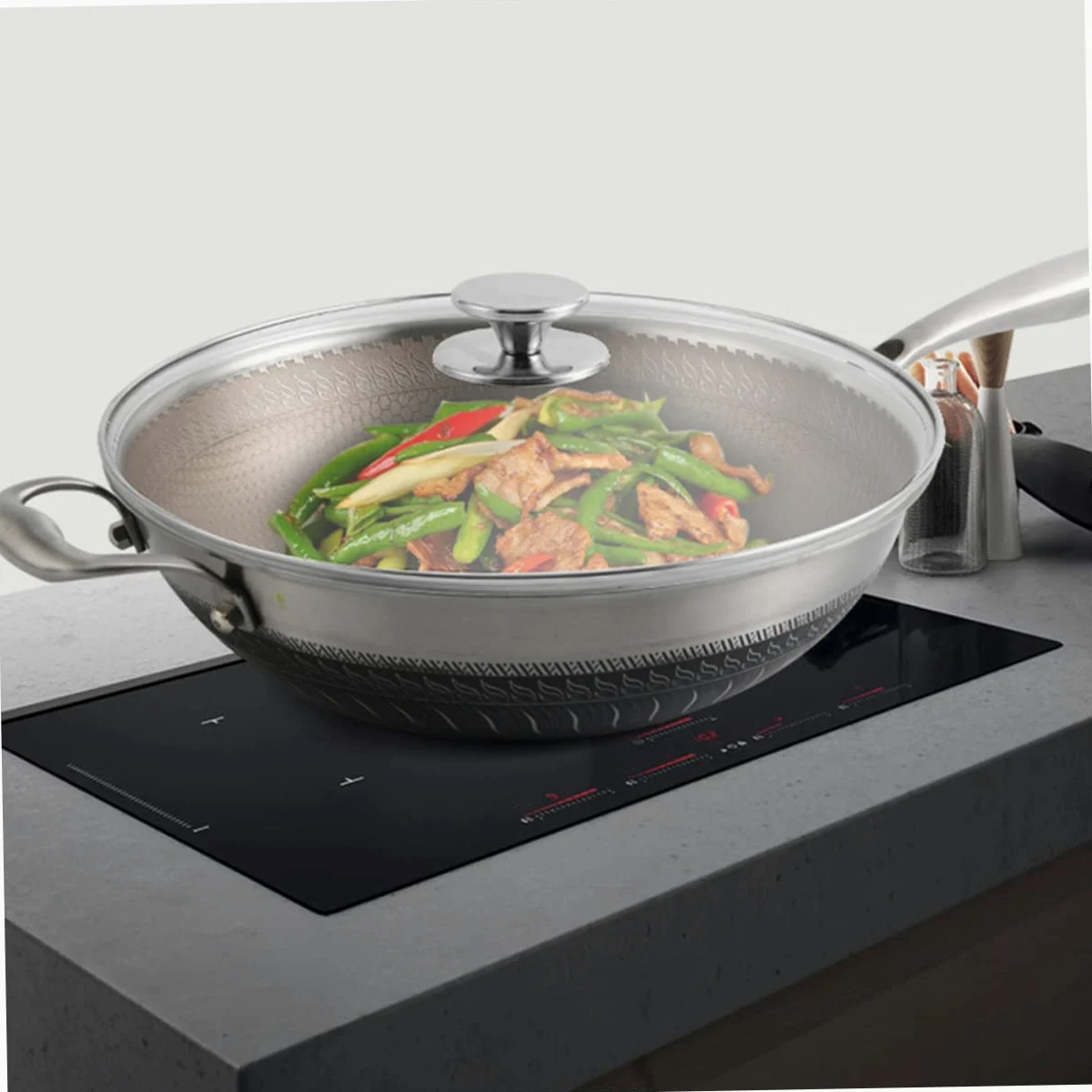 Cubierta redonda de acero inoxidable para ollas de acero inoxidable, tapa de sartén, tapa de sartén, cubierta universal para ollas de cocina, cubierta de alimentos, herramienta de cocina, cubierta