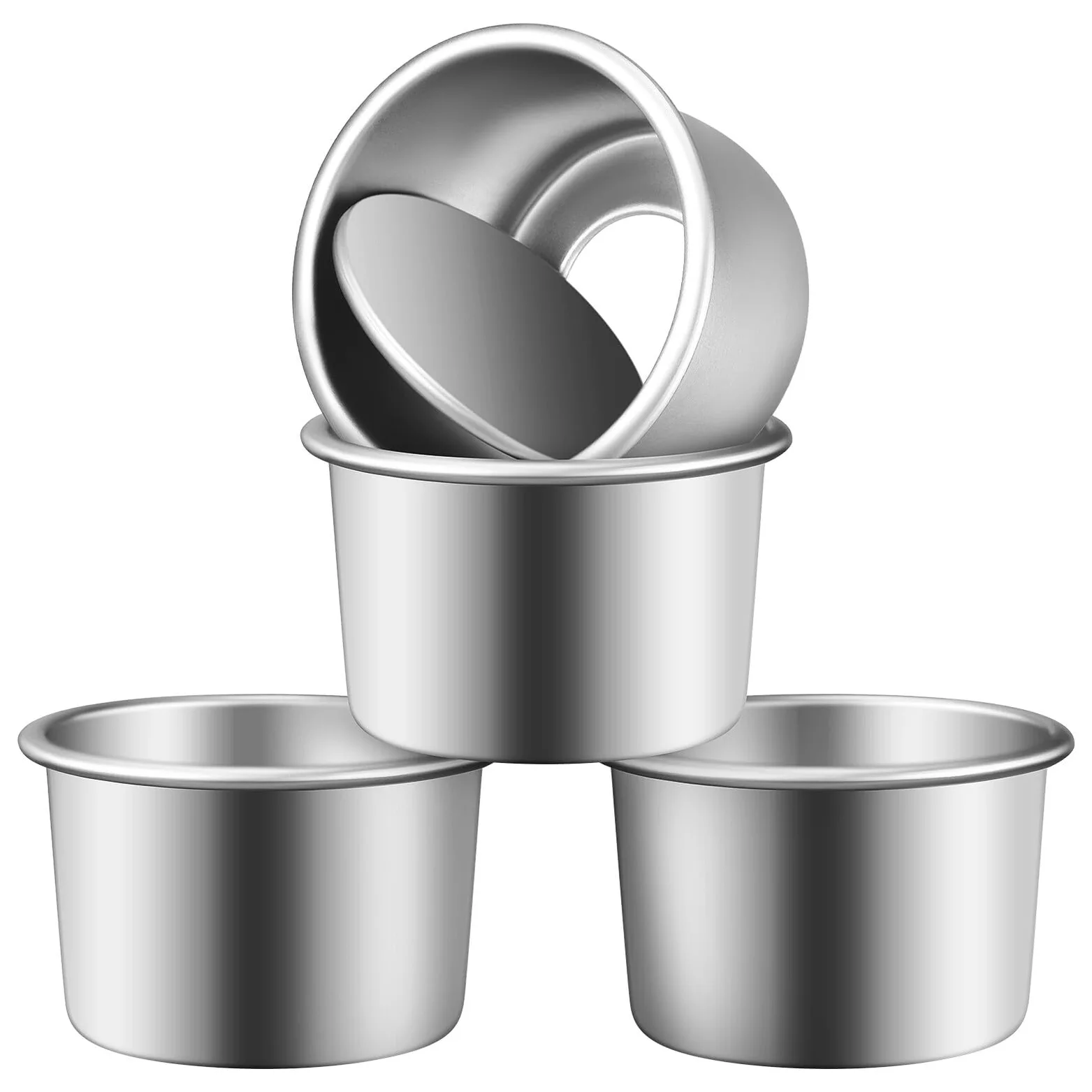 NUOBESTY Moldes Redondos Diseño para Hornear Diario con Base Desmontable para Pasteles Juego de 4 de Aleación de Aluminio y Reuniones con Amigos