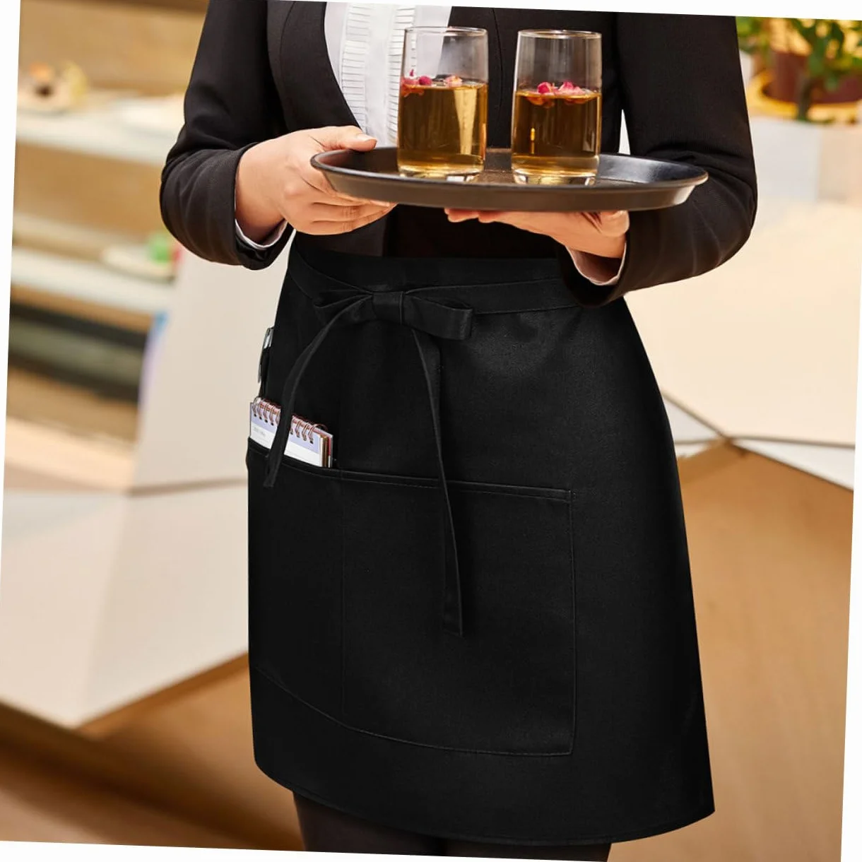 ABOOFAN 5 Piezas Delantal Corto con Bolsillos para Teterías y Cafeterías Unidades para Personal de Servicio y Restaurantes