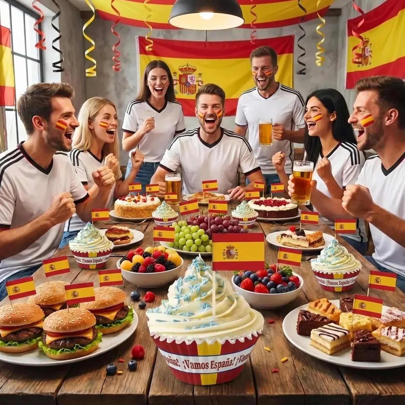YESAH Decoraciones Fútbol para el Mundial 2026,100P Mundial España Banderas de Palillo,100 Moldes Cupcake Bandera Española para Toppers Pastel,Cápsulas Magdalenas,Fiesta Fan, ¡Vamos España!