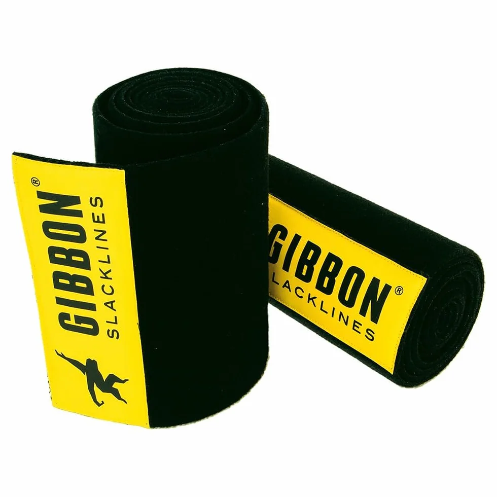 Gibbon Slacklines Protección de árbol fieltro negro velcro 100cm 16cm 2 piezas