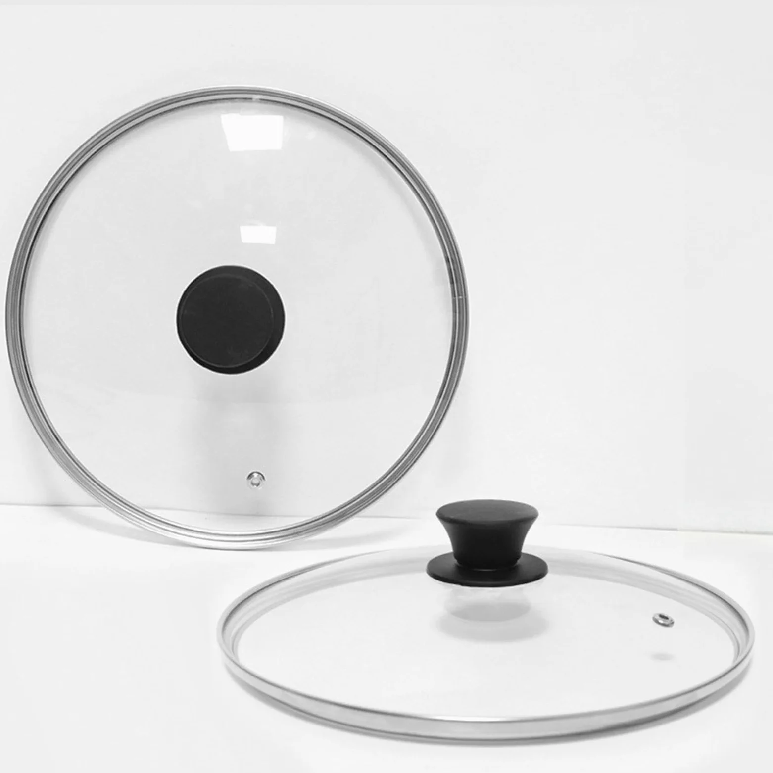 Tapa de Cristal 34 cm, Universal para Ollas y Sartenes, Tapa con Mango Termoplástico y Salida de Vapor, Tapa de Cristal Resistente al Calor, Apta para Lavavajillas
