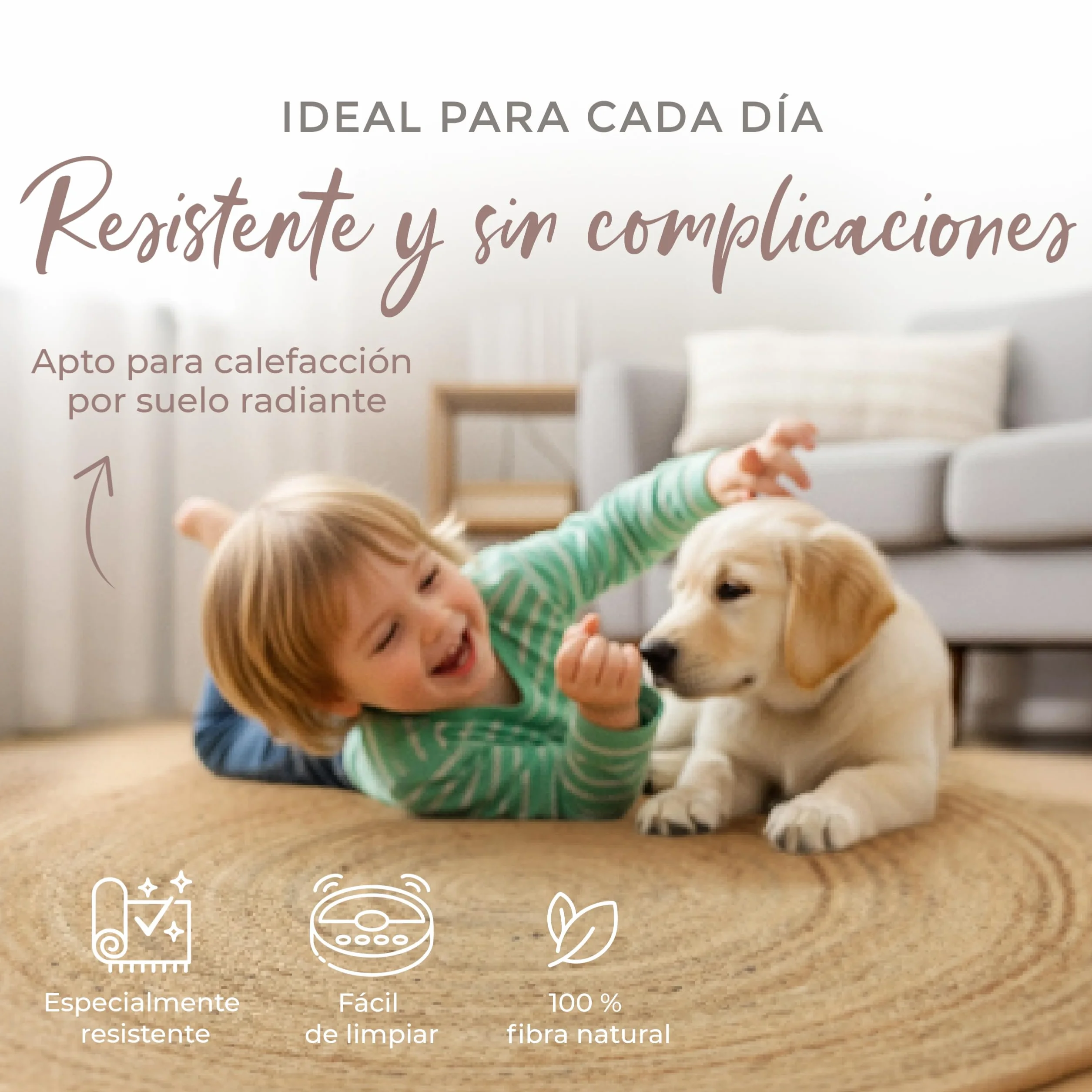 carpetfine Alfombra de Yute Nele Redonda Color Natural Beige Ø 90 cm Tejido a Mano con Yute | Alfombra Natural Moderna Uni Boho Tejido Plano Redonda para salón, Dormitorio, Pasillo y Cocina