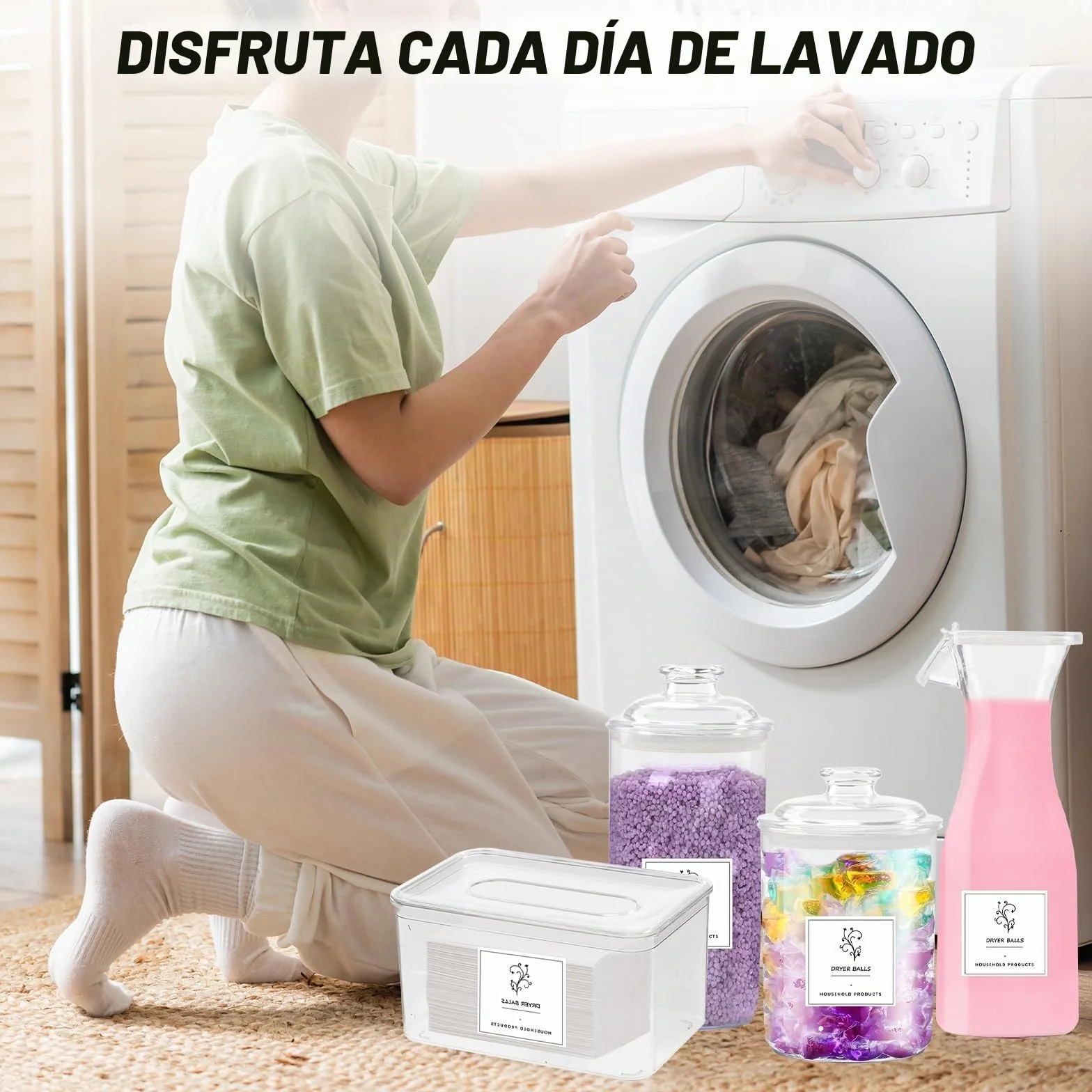 Contenedor Detergente Polvo,4 Tarros para Organización de Lavandería,Lavanderia Organizador,Pastillas Lavadora Caja de Almacenamiento de Plástico,Contenedor de Almacenamiento de Detergente en Polvo