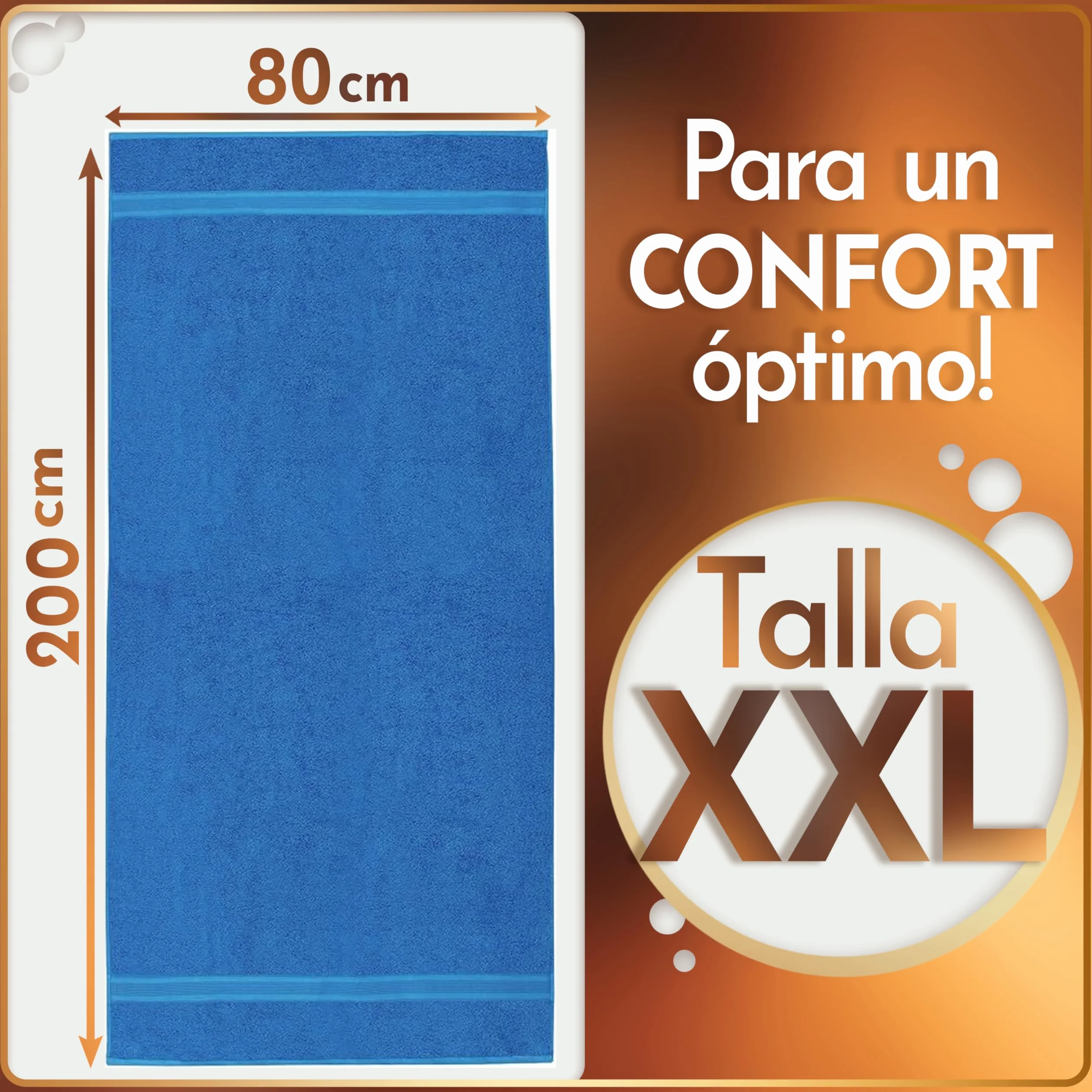 NatureMark Juego de 2 Toallas de Sauna, 80 x 200 cm, 100% algodón, Color: Azul Real