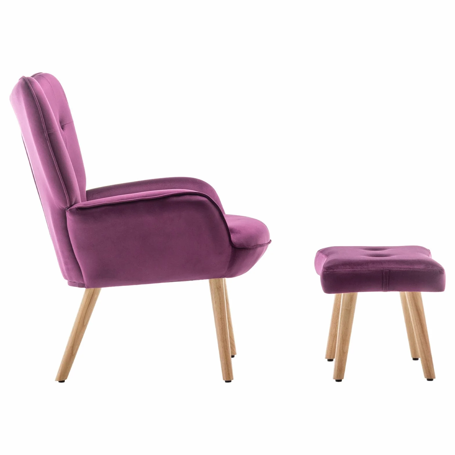 HollyHOME Sillon con Reposapies Salon Sillón Lectura Butacas de Salon Relax Comodos Sillones con Reposapiés Terciopelo Dormitorio, Púrpura