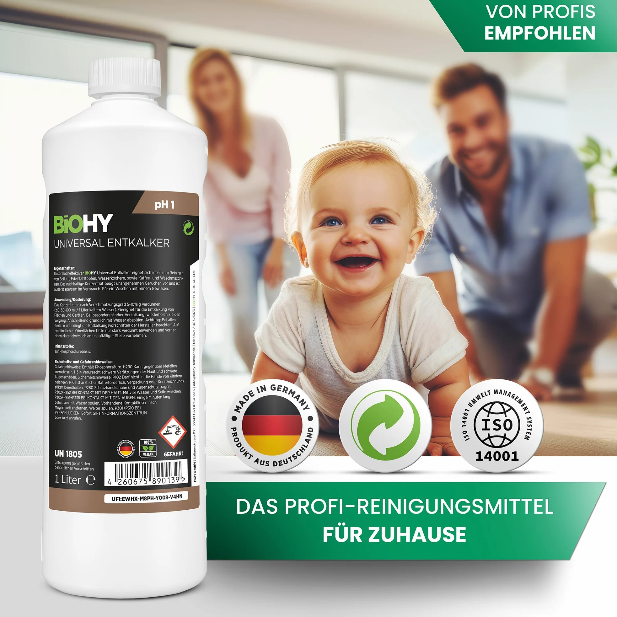 BiOHY Descalcificador universal (2 botellas de 1 litro) + Dosificador | Universeel concentraat voor alle huishoudelijke apparaten | Compatibel met alle koffiemachines en espressomachines (Entkalker)