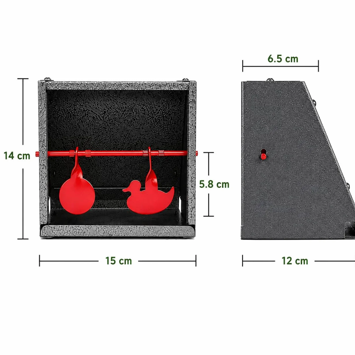 Cazabalines de Acero Tiro Dual 14x14 cm con Dianas y Objetivos Móviles