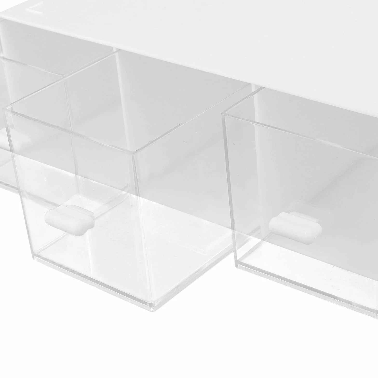 FUNSUEI 2 cajas de almacenamiento de té de plástico blanco de 23 x 16,7 x 7,8 cm, soporte para bolsas de té, cofre de té, organizador de maquillaje para café, té, paquetes de azúcar, insignia, 2