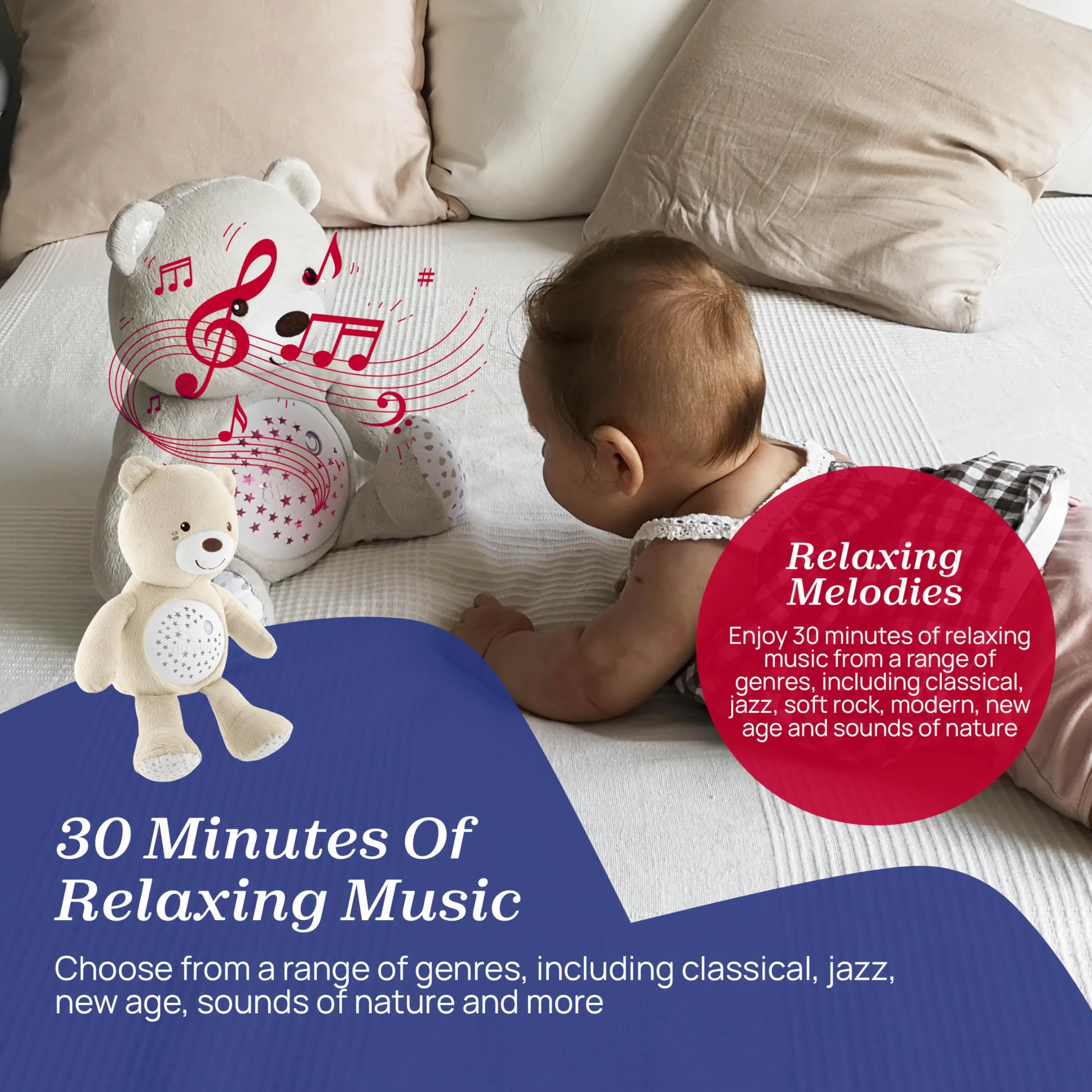 Chicco First Dreams Osito de Peluche Proyector Suave con Luz Nocturna para Niños Efectos Luminosos Melodías Relajantes Beige
