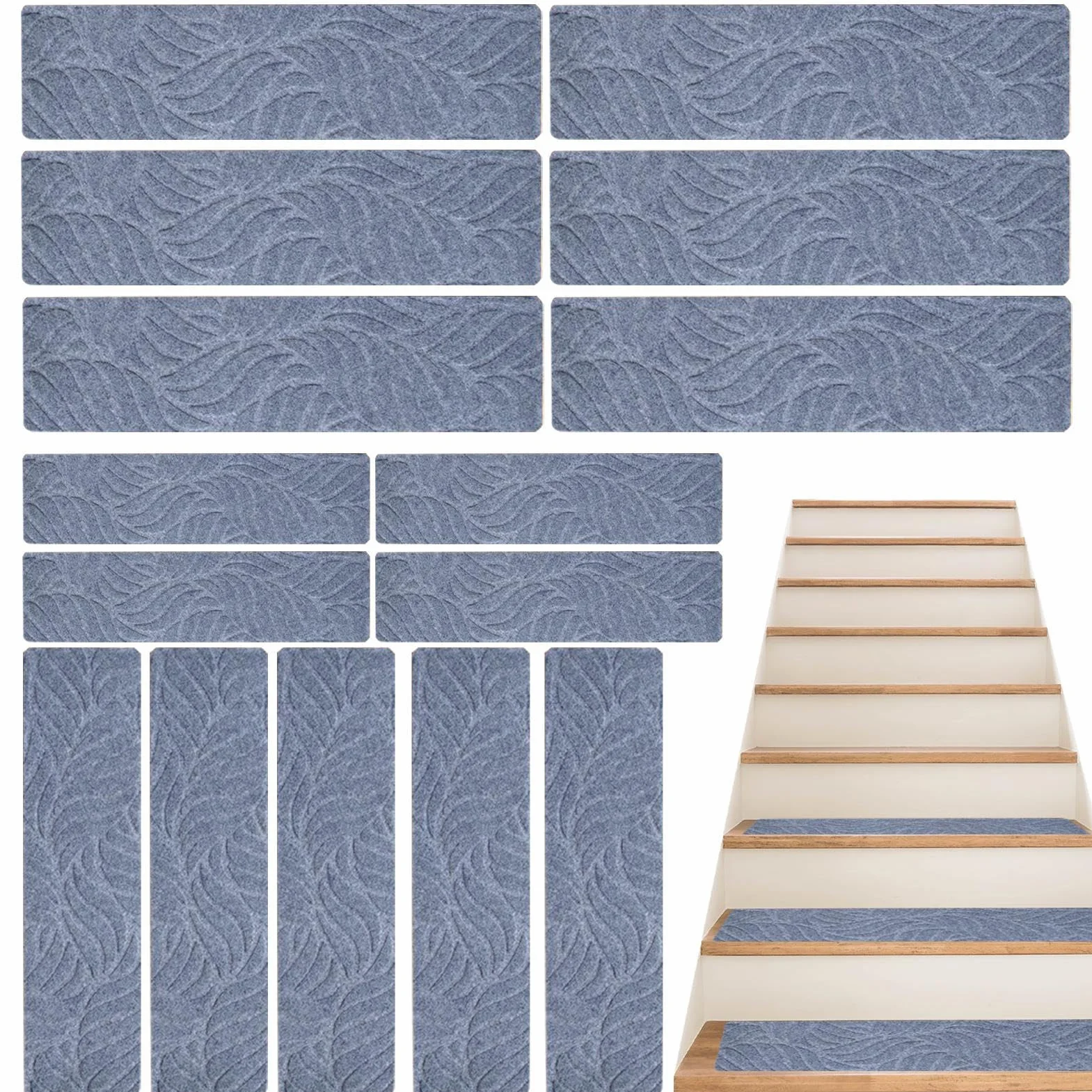 Recubrimientos para escaleras de madera | Bandas antideslizantes para contrapasos de 15 piezas | Alfombra de seguridad interior no resbaladiza para ancianos animales | Casa Patio