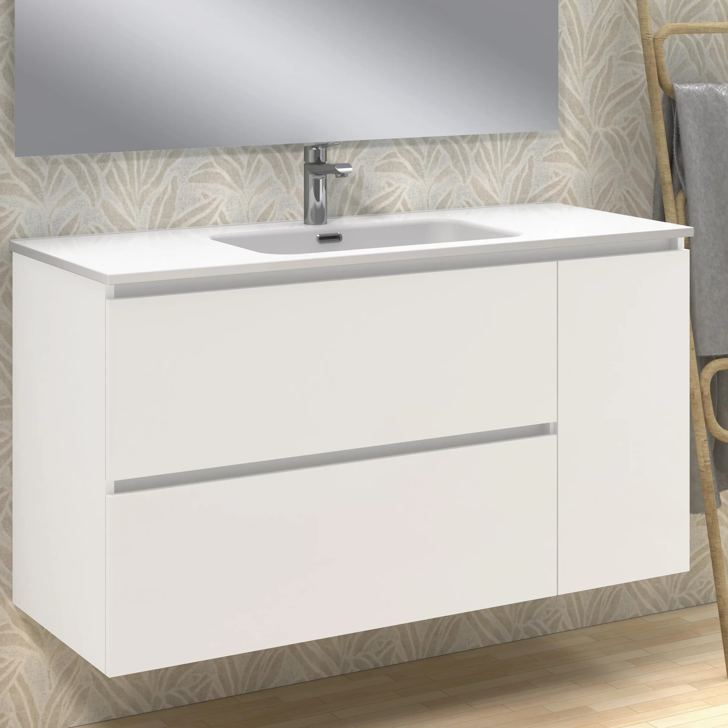 Baikal Conjunto de Mueble de baño Duo, Incluye Lavabo. Mueble Suspendido en Pared con Lavabo cerámico. Varios Acabados y Medidas. Mueble MONTADO.