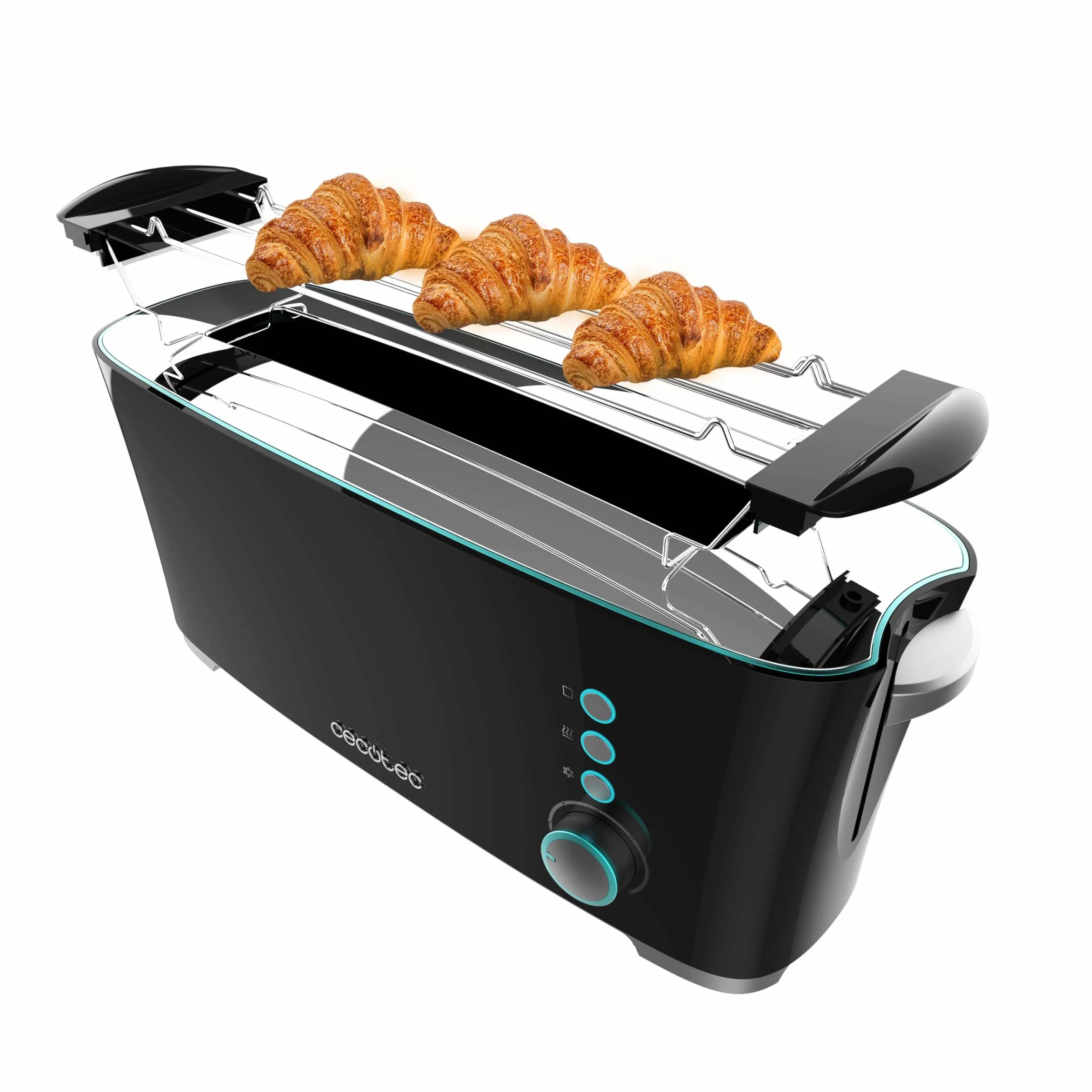 Cecotec Tostador Toast&Taste Extra B, 1000W de Potencia, Doble ranura larga para 2 Tostadas, Ranura XL, Apagado y Pop-up Automático, Recogemigas, Varillas Superiores, Autocentado