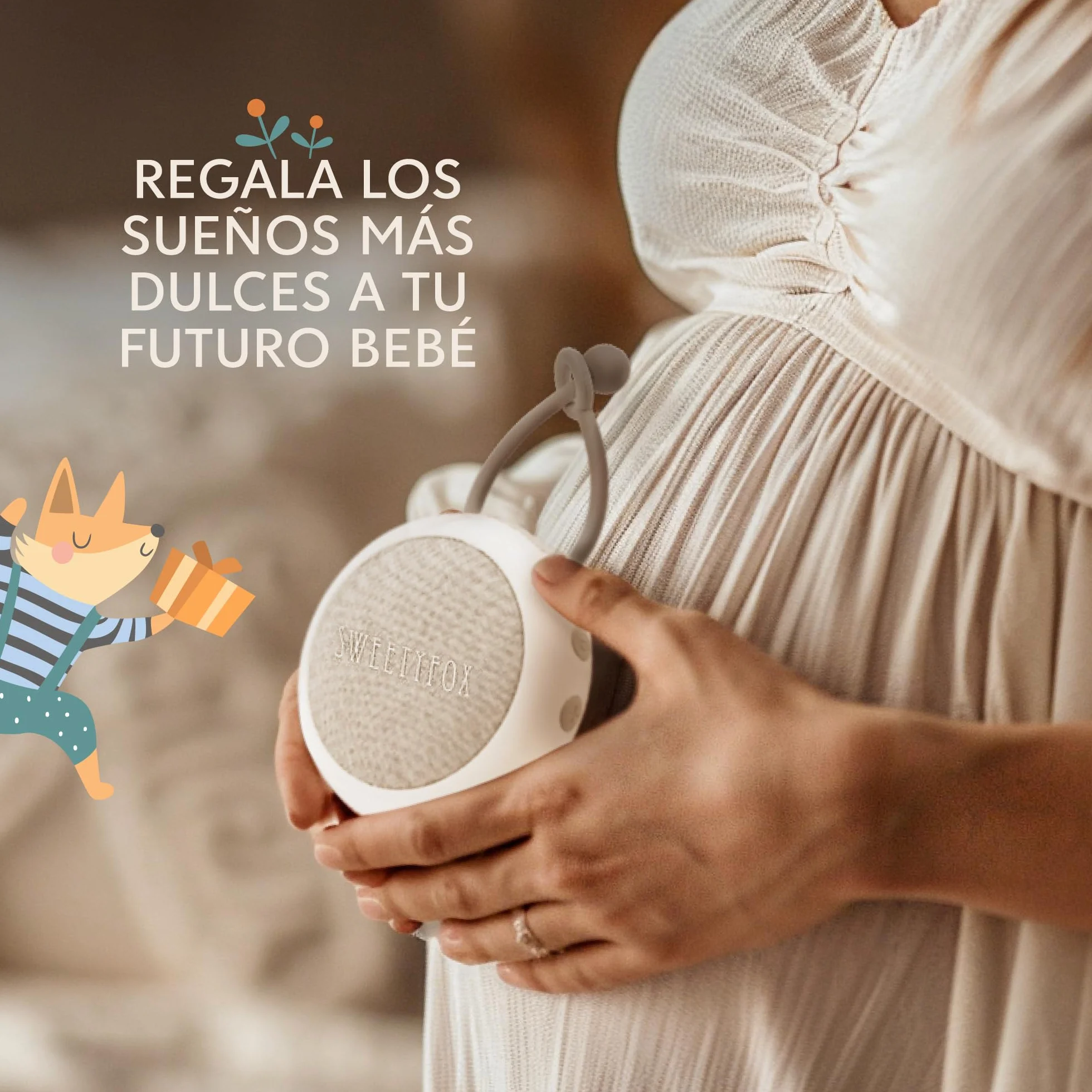 Sweety Fox Máquina Ruido Blanco Bebe 15 Sonidos Recargable por USB Luz Nocturna Musica para Dormir