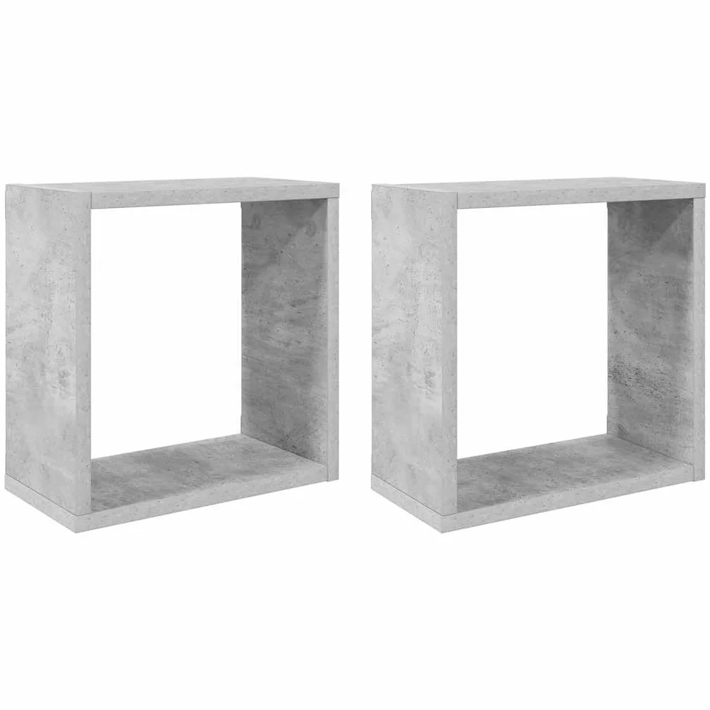 vidaXL 2X Estante Cubo Pared Estantería Colgante CD Libros Coleccionables Fotos Premios Adornos Decoración Librerías Hogar Gris Hormigón 30x15x30 cm