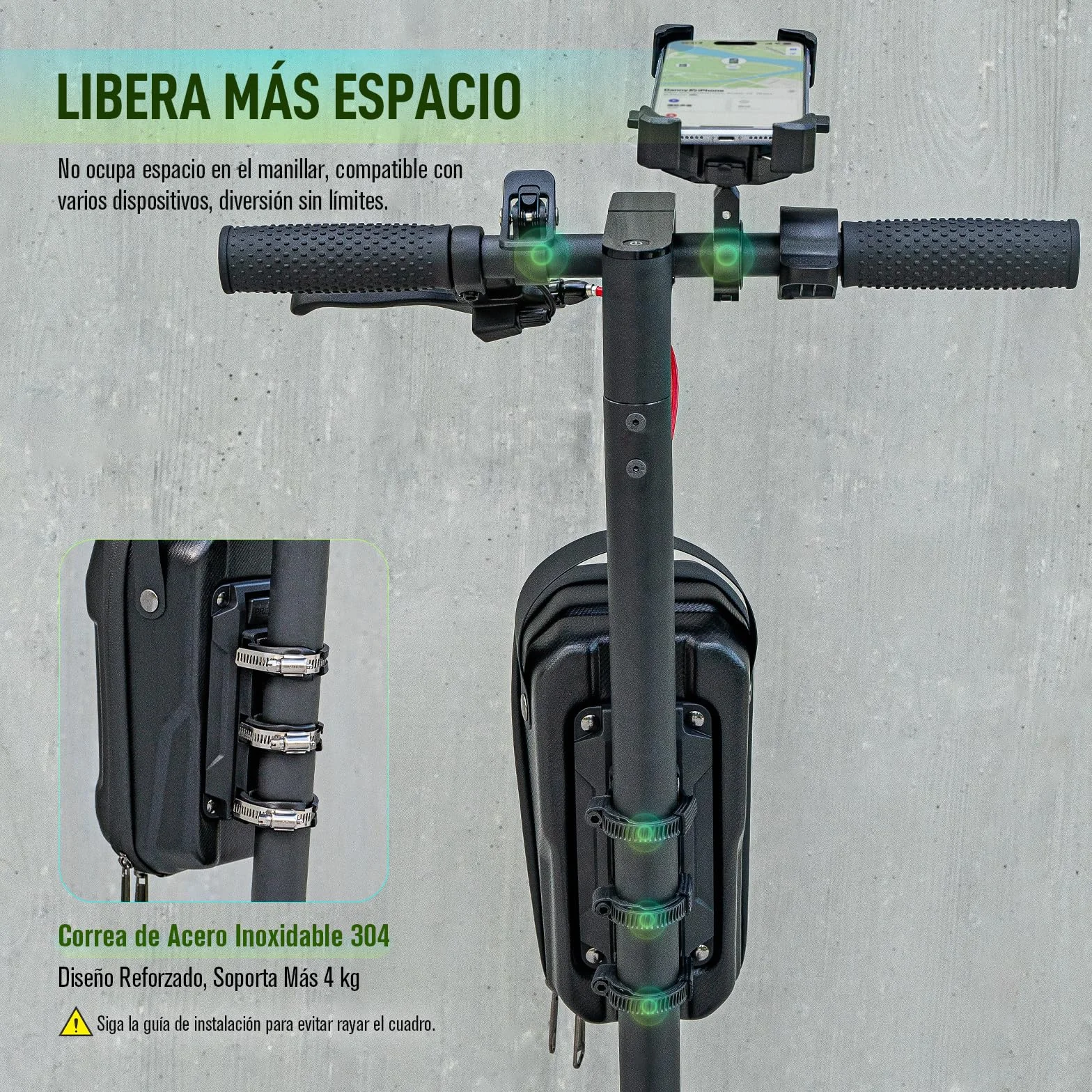 Bolsa para Patinete Eléctrico 3/4/5L Impermeable de Gran Capacidad con Soporte Fijación Rápido - Estuche Frontal Universal EVA para Xiaomi, Sedway, Ninebot (2,8 L)