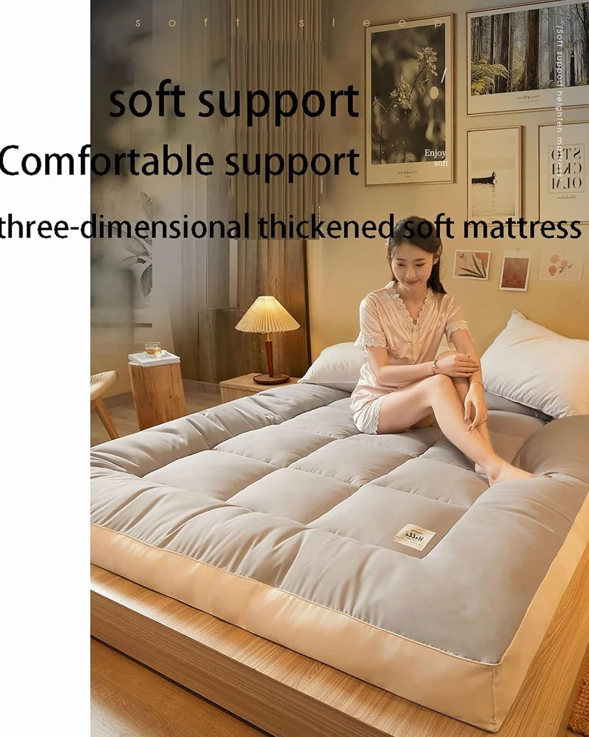 Futon Plegable-Tatami Japones, Tatami Grueso, Colchón Piso Plegable, para Habitación Amigable Dormitorio Estudiantil(90 * 200cm)