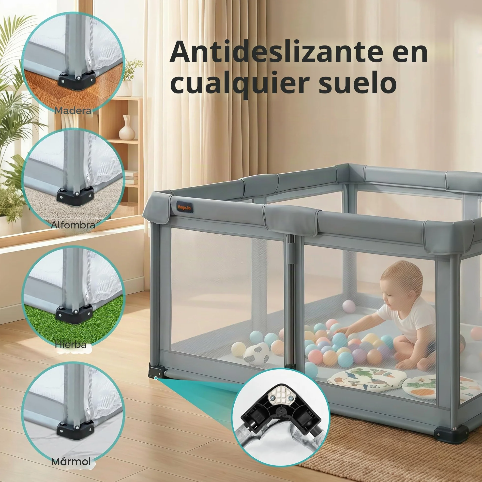 Parque infantil plegable para bebé con red, portátil, 127 x 127 x 67 cm