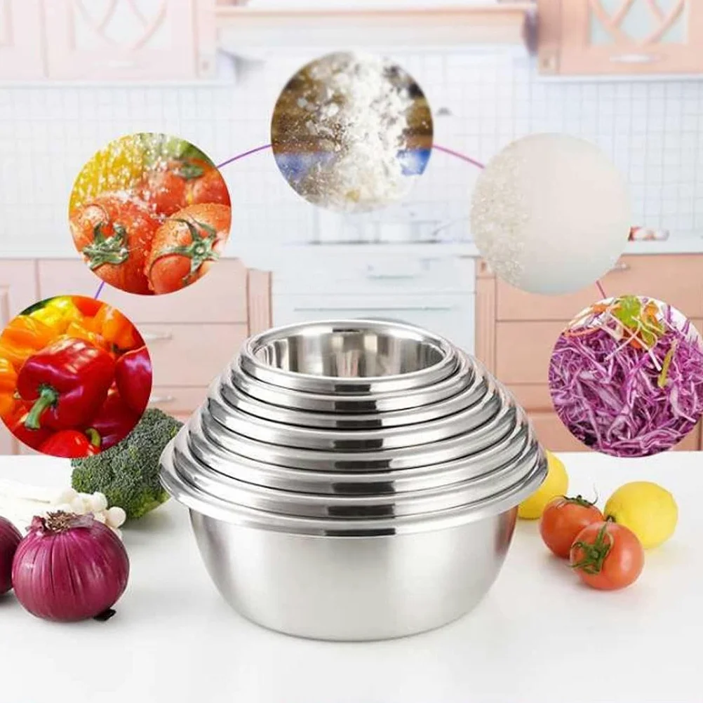 Cuencos para Mezclar de Acero Inoxidable, Cuenco para Sopa, Juego de 8 Piezas para Ahorrar Espacio, Almacenamiento para cocinar Alimentos en el hogar, el refrigerador y la Cocina