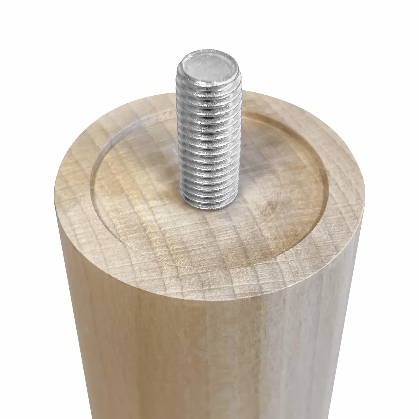 amuéblate Online – Pack de 6 Patas de Madera para Base Tapizada, Cilíndricas con Rosca M10, Altura 25 cm, Color Natural