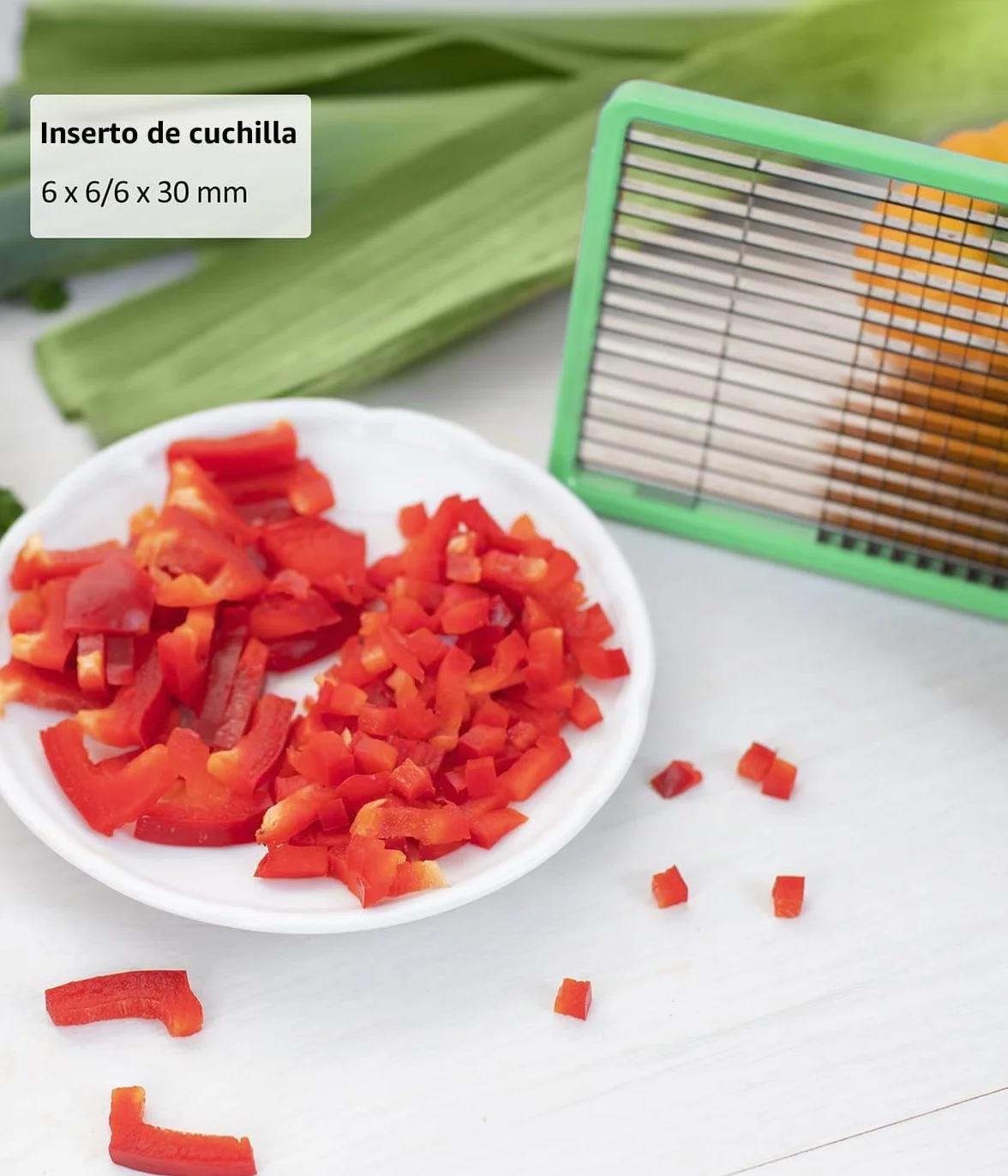Genius Nicer Dicer Chef S - Juego de 7 utensilios para cortar verduras y tomates, color verde
