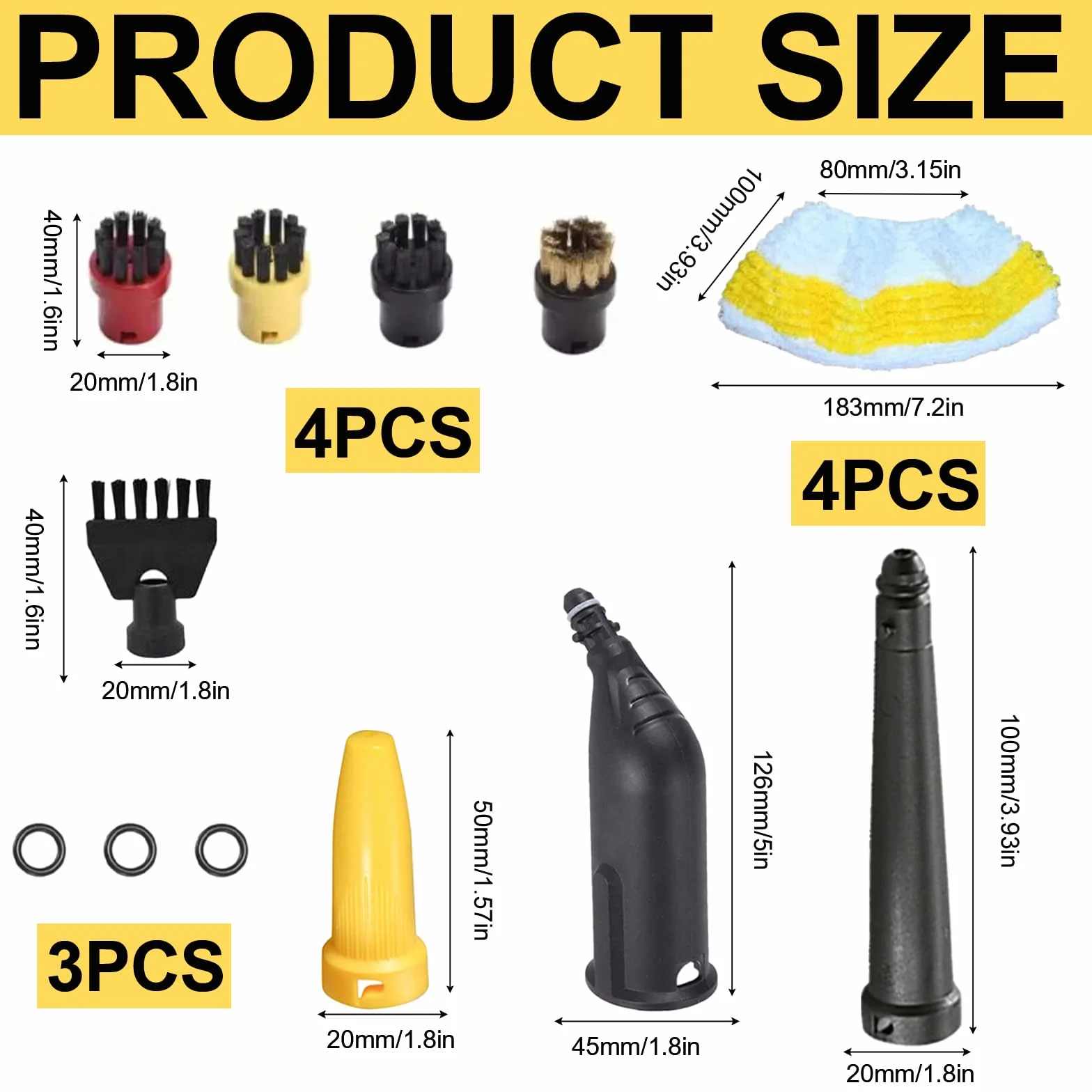 15 piezas accesorios para limpiador de vapor Kärcher SC1 SC2 SC3 SC4 SC5, juego de piezas de repuesto para boquilla de mano, incluye boquilla extendida, boquilla curvada, cepillo redondo, cepillo para