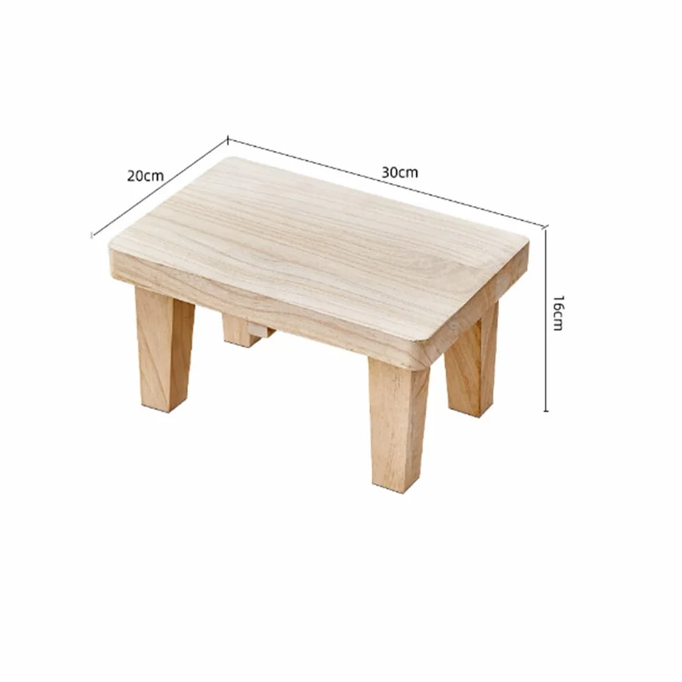 Taburete de Madera Maciza - Mesa de Té, Cambiador de Zapatos, Corto, Pequeño y Largo