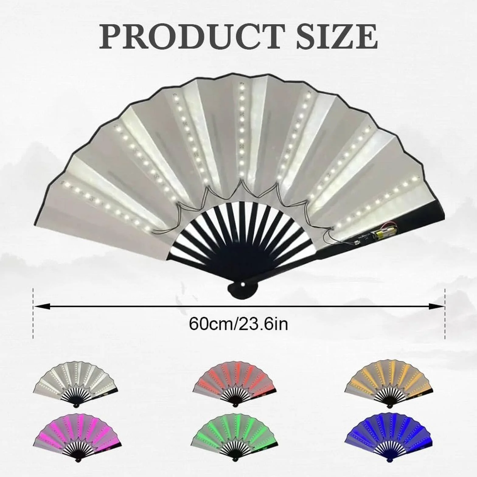 Abanico de mano LED grande plegable para mujer baile escenario boda decoración hogar