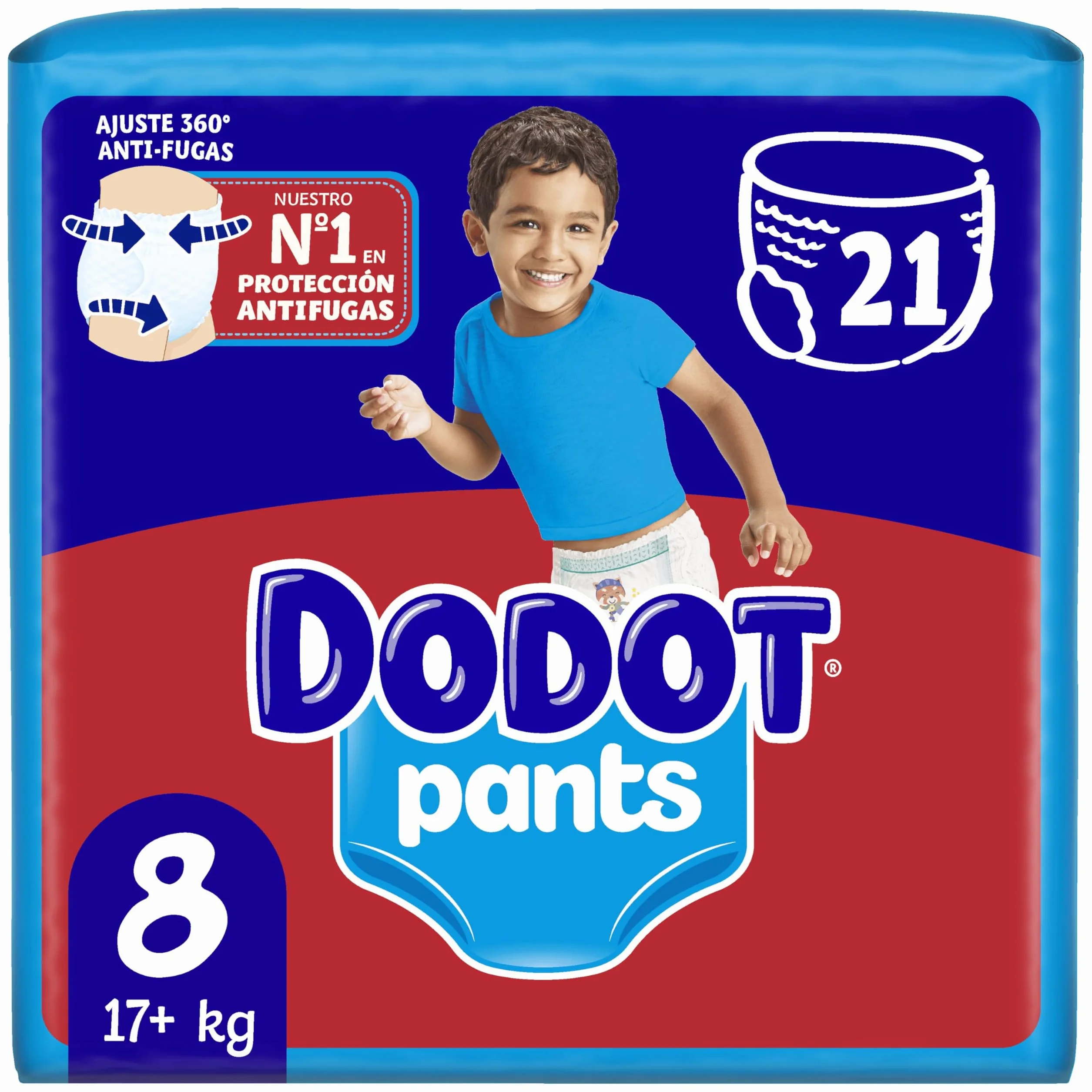 Dodot Bebé Pants Pañales, Talla 8,+17 kg, 21 Pañales, Pañal-Braguita con Ajuste 360° Anti-Fugas