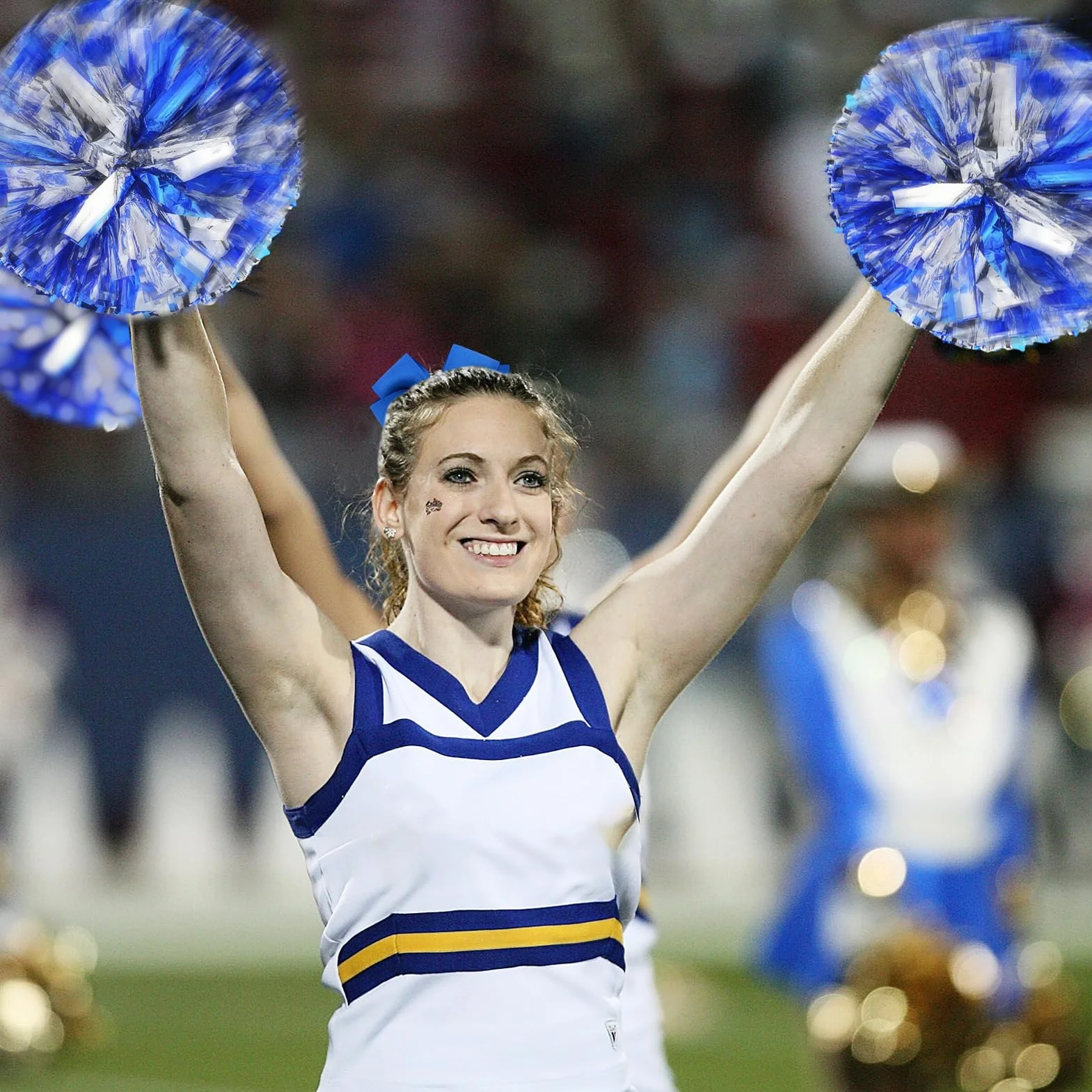 Pompoms Animadoras Azul con Asas 3 Piezas para Deportes Spirit Cheering