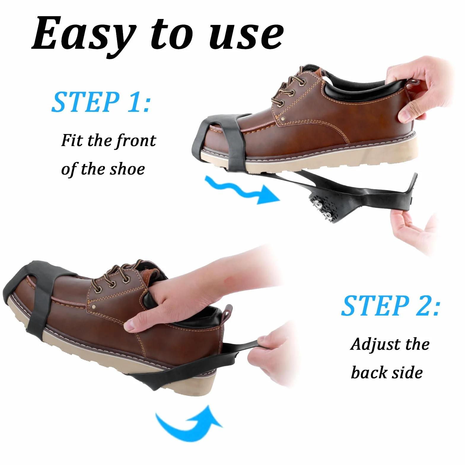Tacos de hielo de silicona para zapatos y botas, tacos de tracción de acero inoxidable para caminar y senderismo