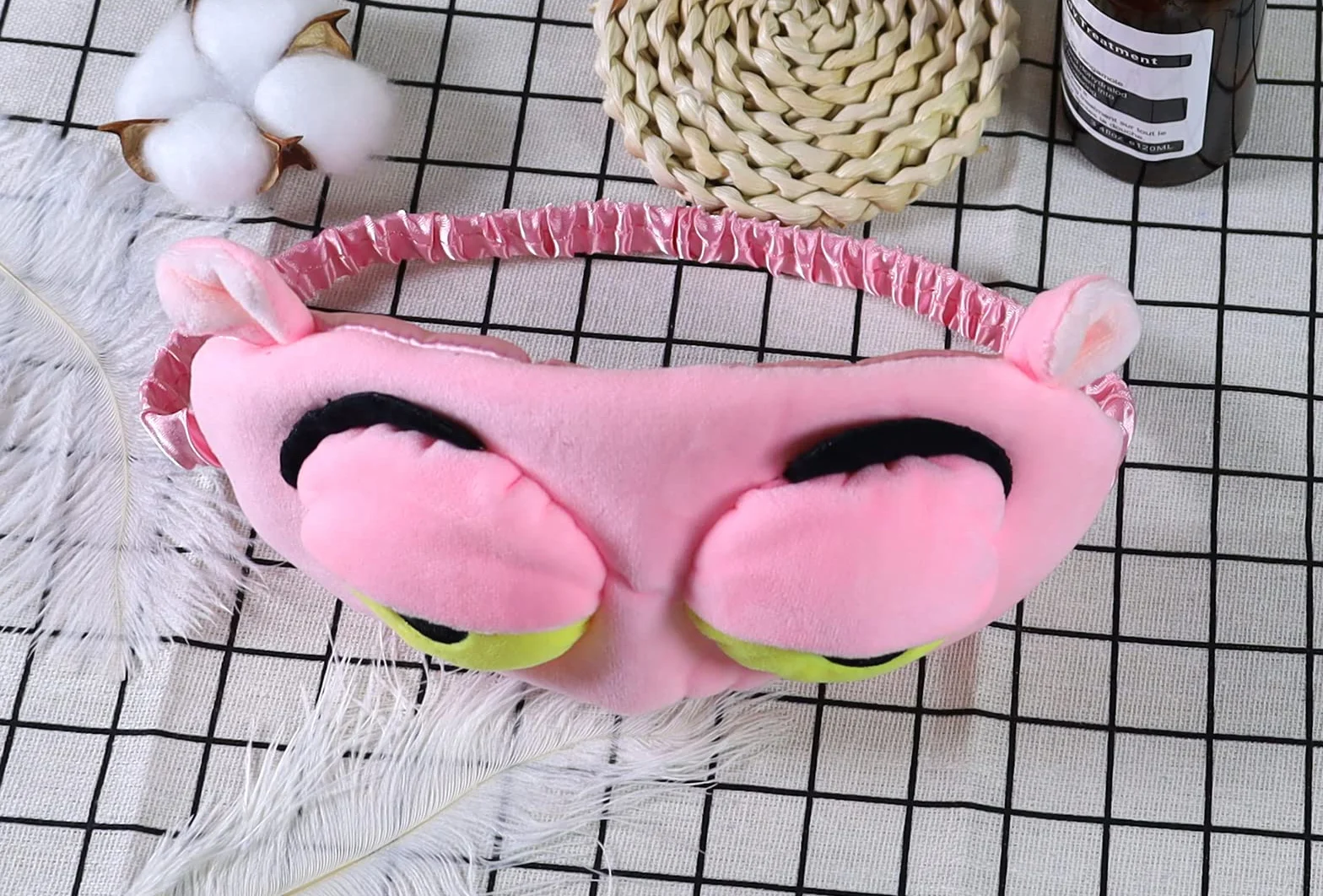 Máscara del Sueño Pelusa Dormir Divertido Rana Dibujos Animados Tapa Ojo Visera Viaje Sleep Mask Rosado